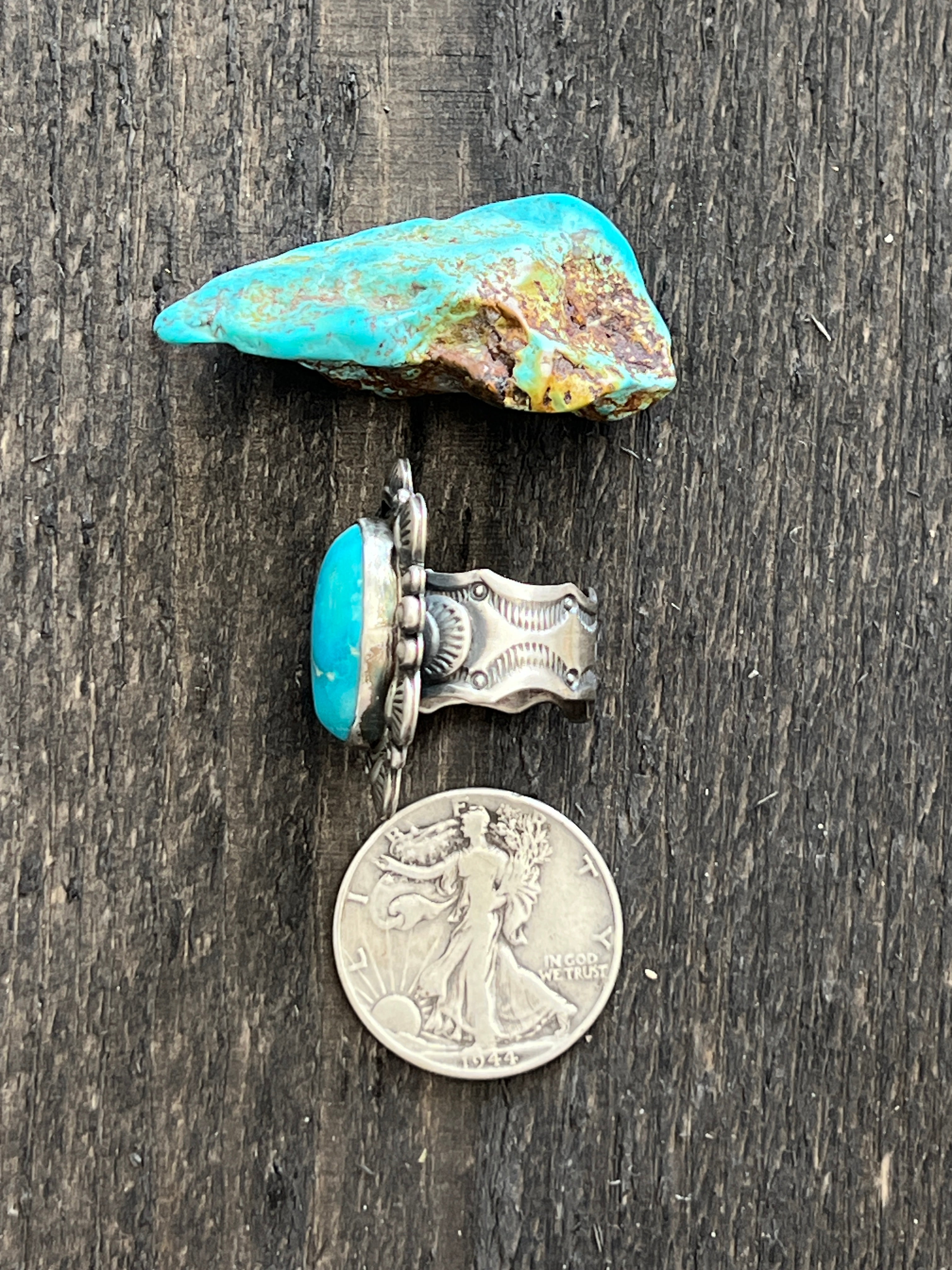 Handcrafted Sterling Silver and Sonoran Mountain Turquoise Single Ston
