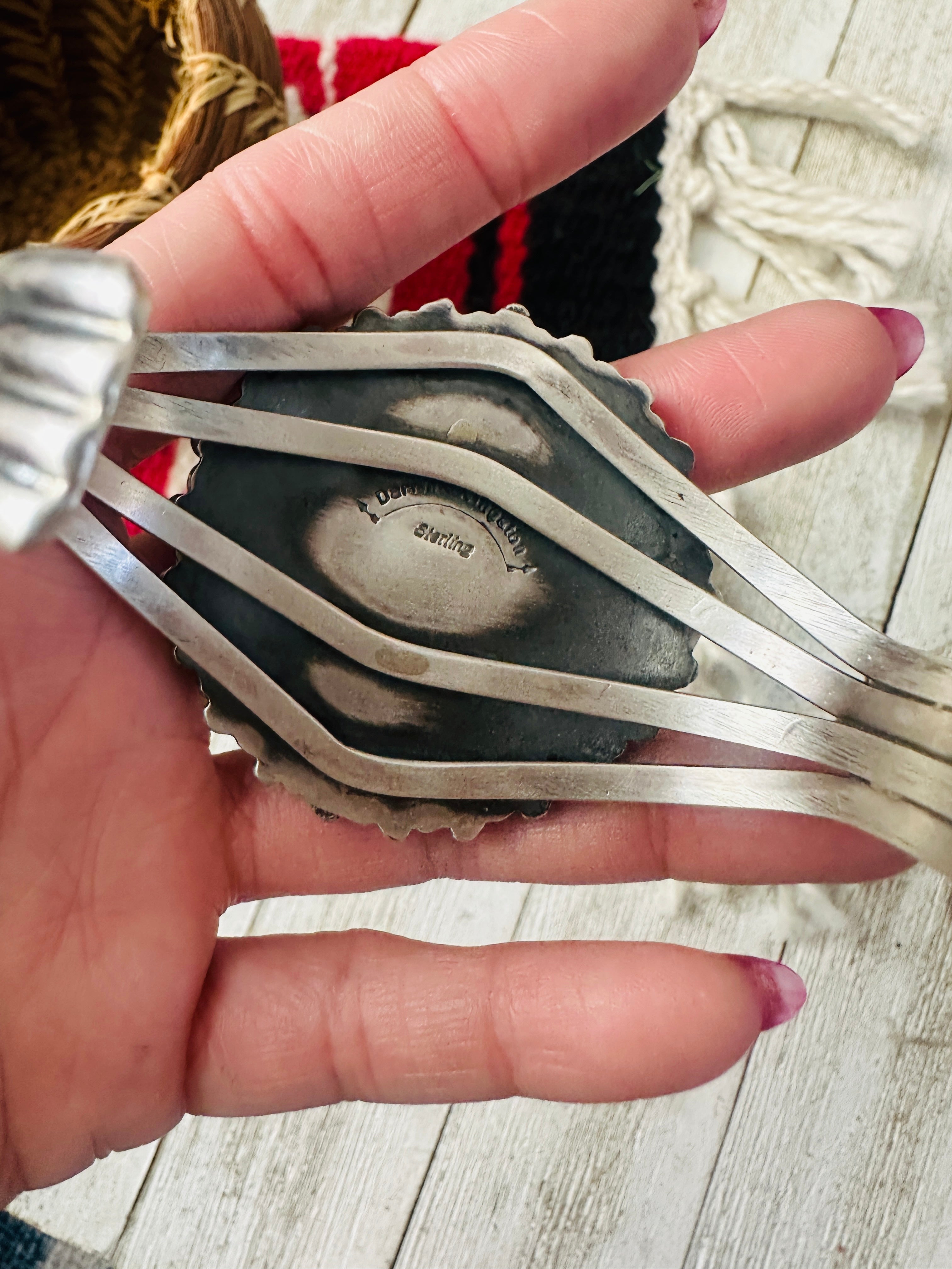 Handcrafted Coral & Sterling Silver Liberty Coin Cuff Bracelet by Darrin Livingston