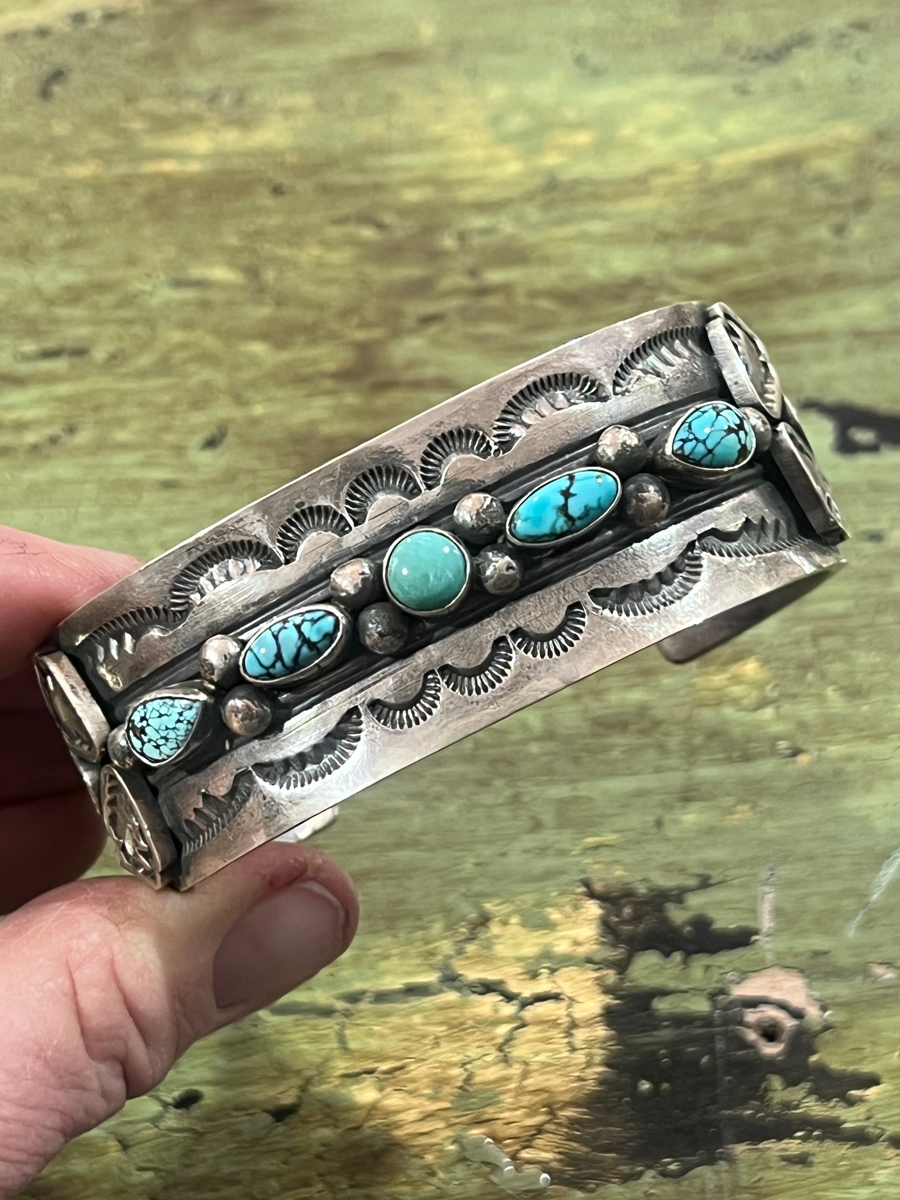 Gilbert Tom Sterling Silver and Turquoise Arrowhead Cuff Bracelets