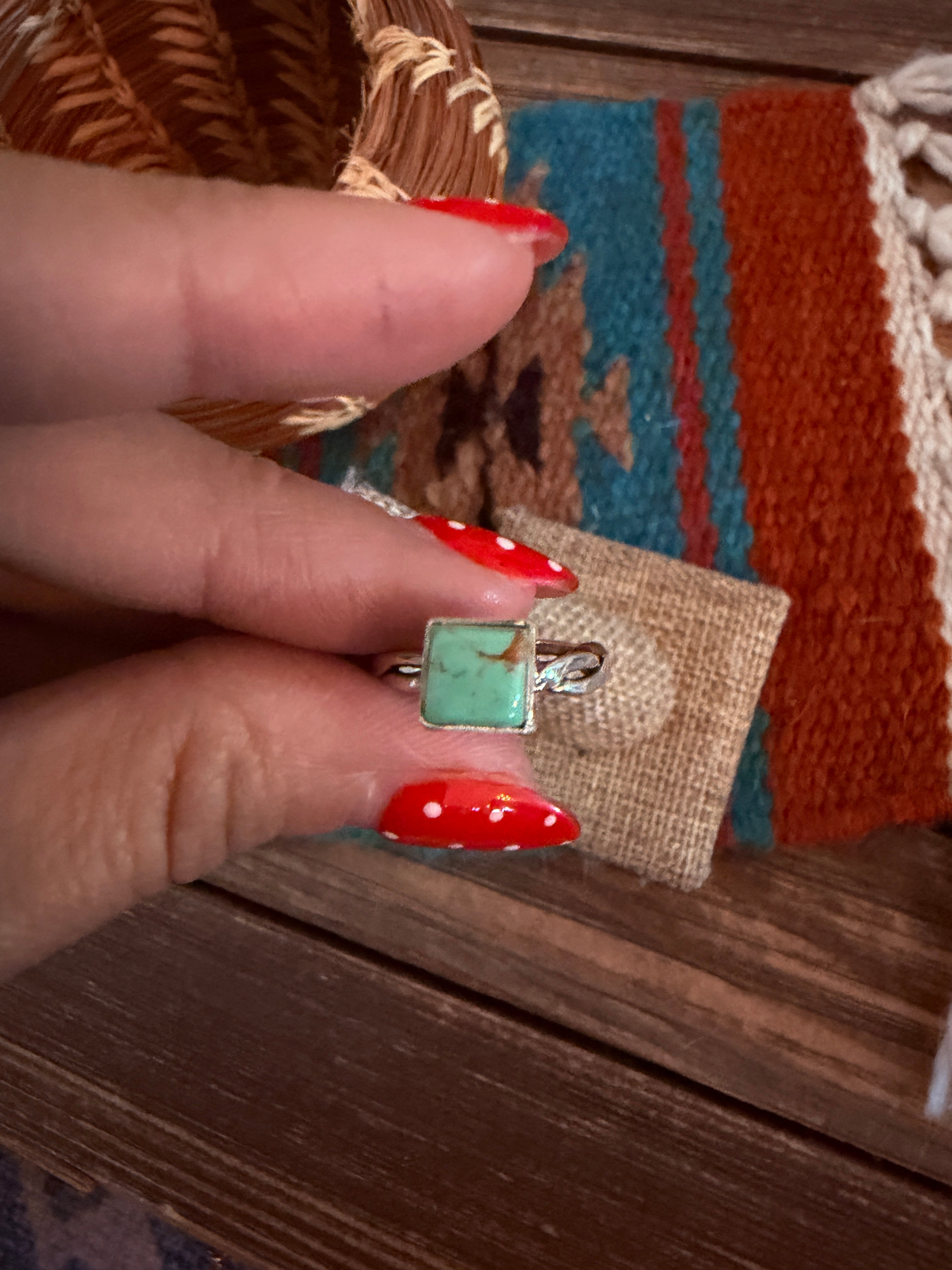 Handcrafted Turquoise & Sterling Silver Ring Size 4
