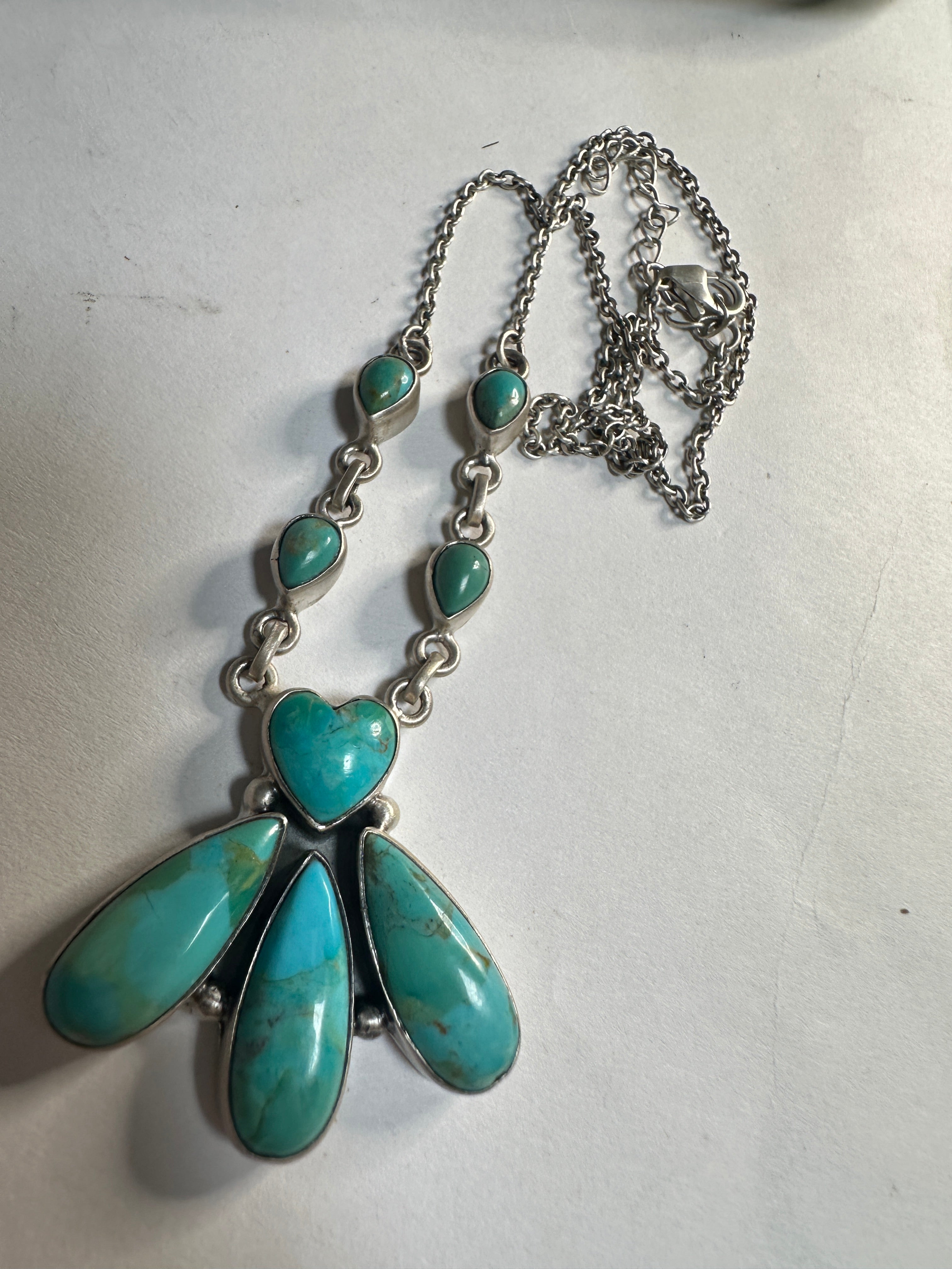 Handmade Sterling Silver & Turquoise Heart Necklace