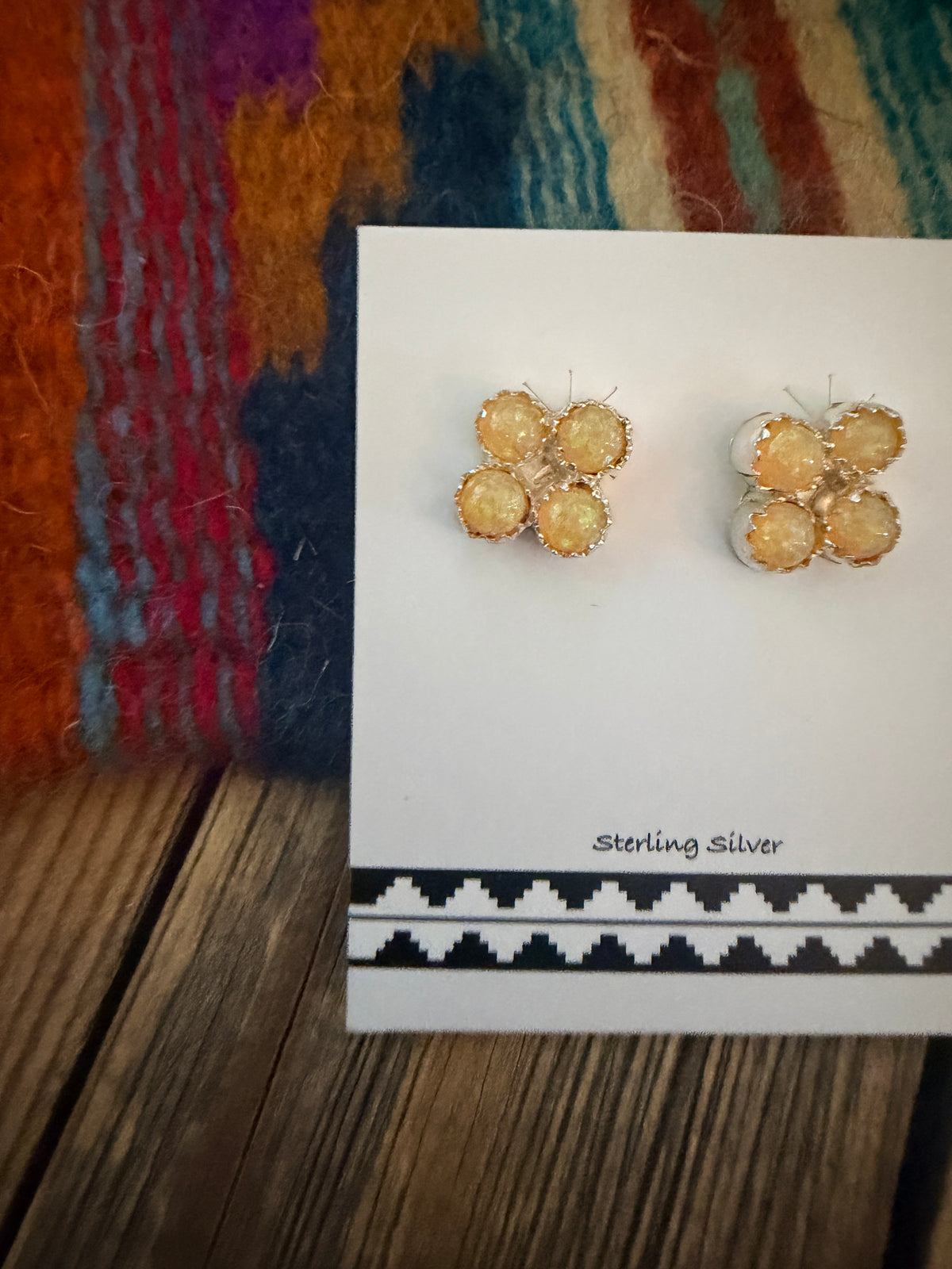Handcrafted Sterling Silver & Opal Petit Point Stud Earrings