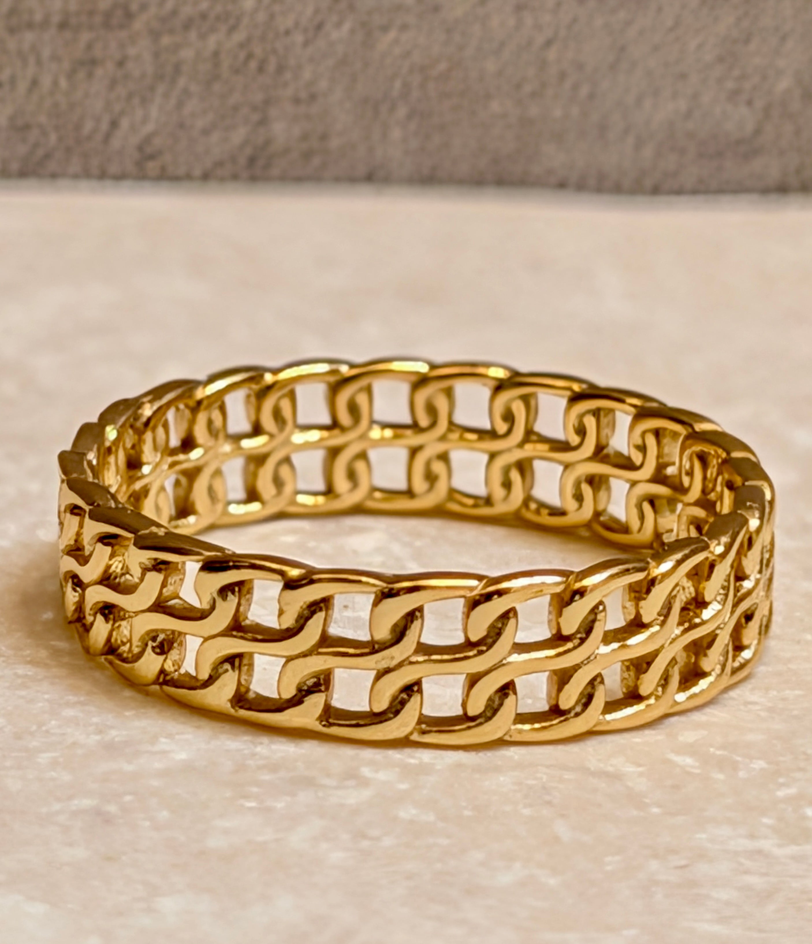 14k Gold Plated 2 Row Chain Ring