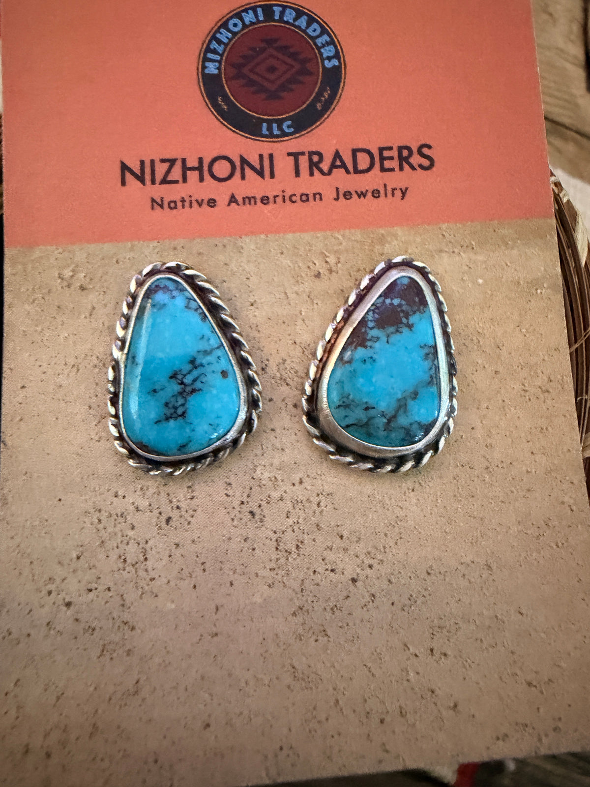 Handcrafted Turquoise & Sterling Silver Post Earrings