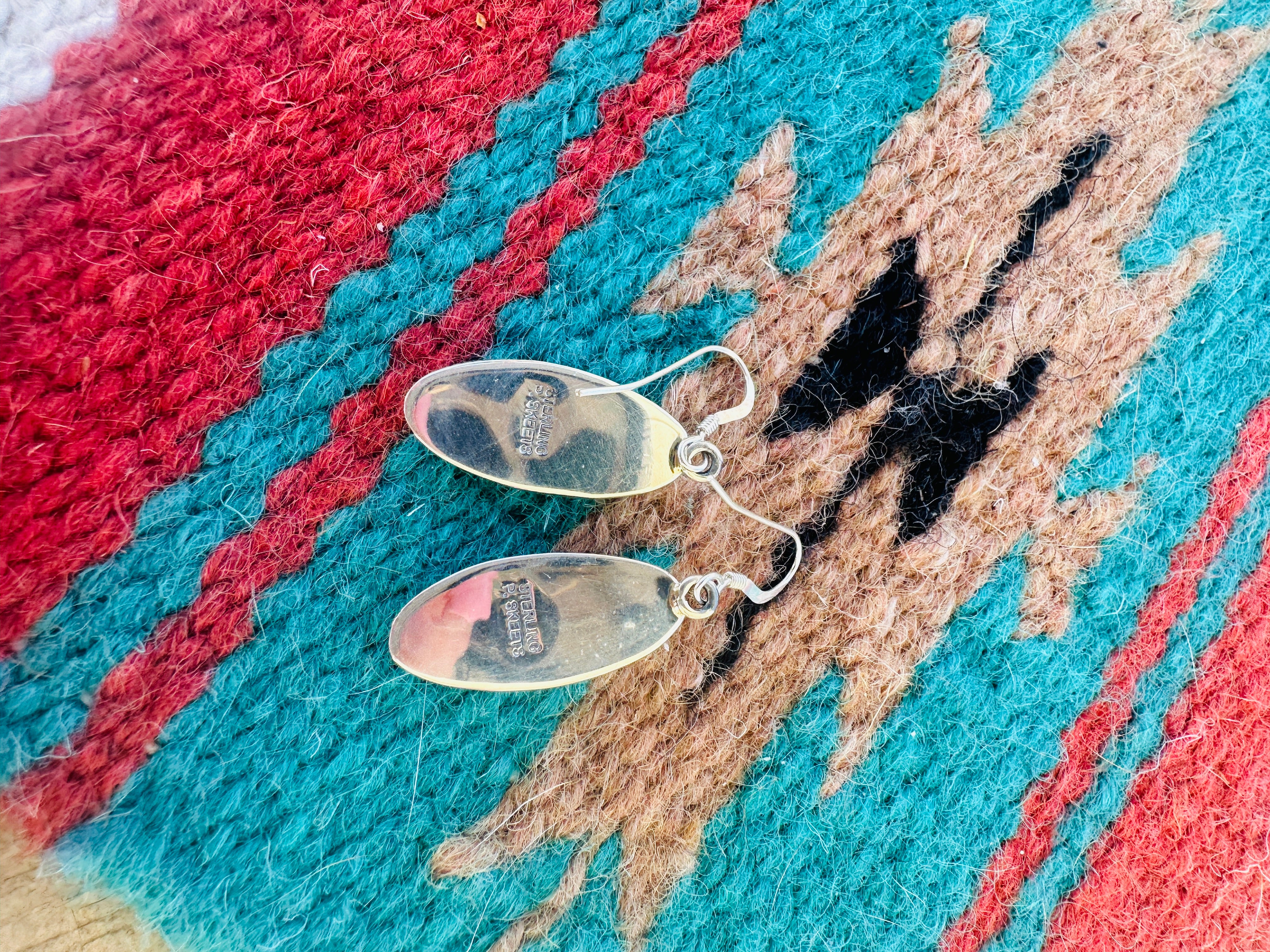 Navajo Sterling Silver Apple Coral Dangle Earrings