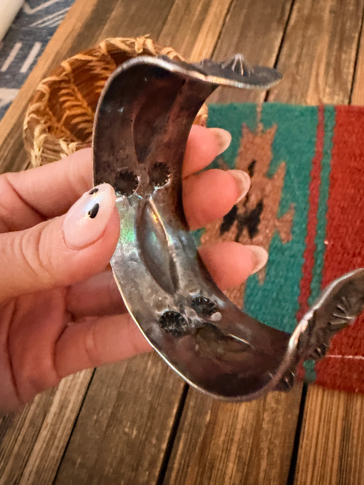 Handcrafted Old Pawn Sterling Silver Cuff Bracelet