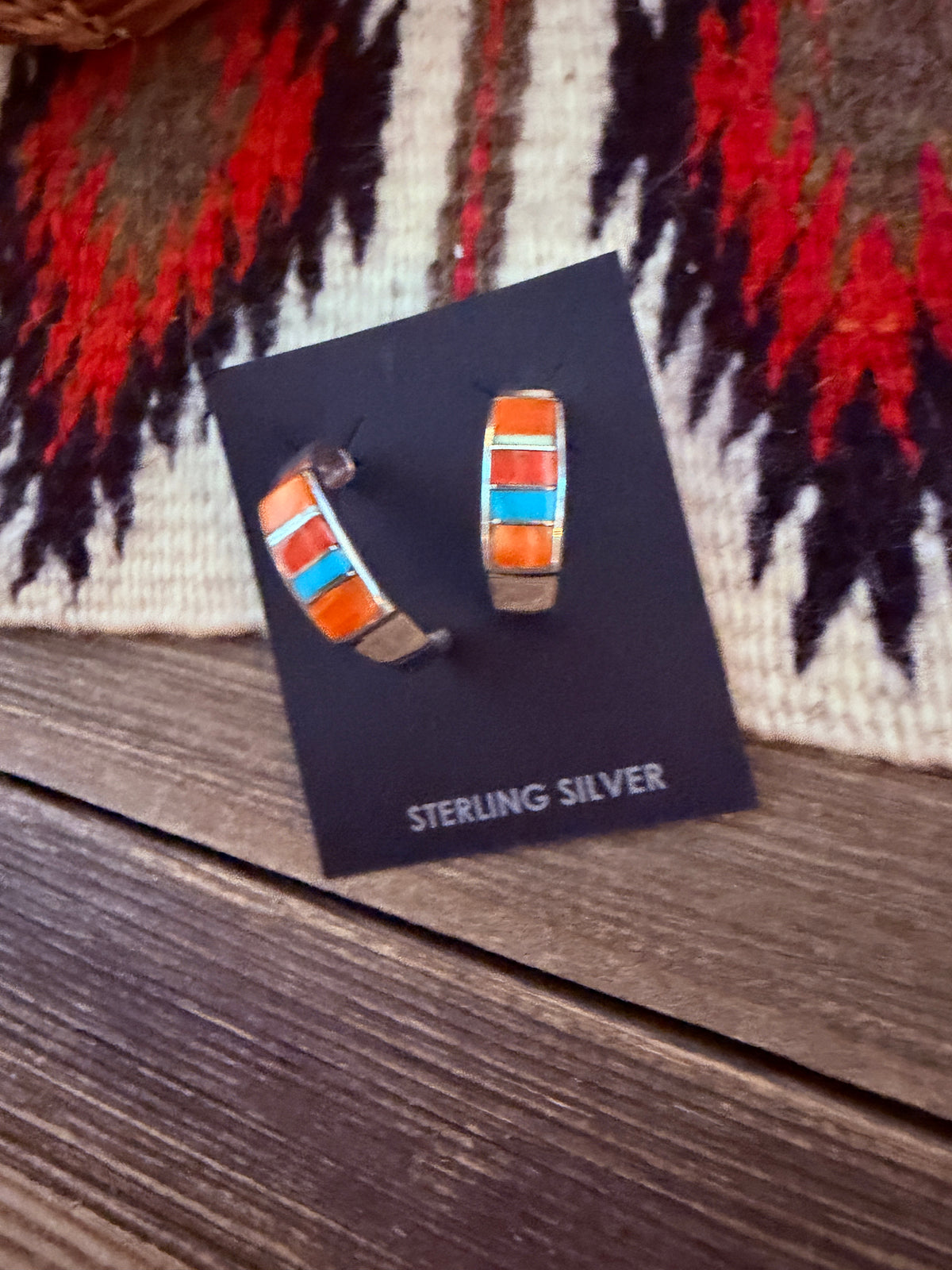 Handcrafted Sterling Silver, Spiny Oyster & Turquoise Hoop Earrings