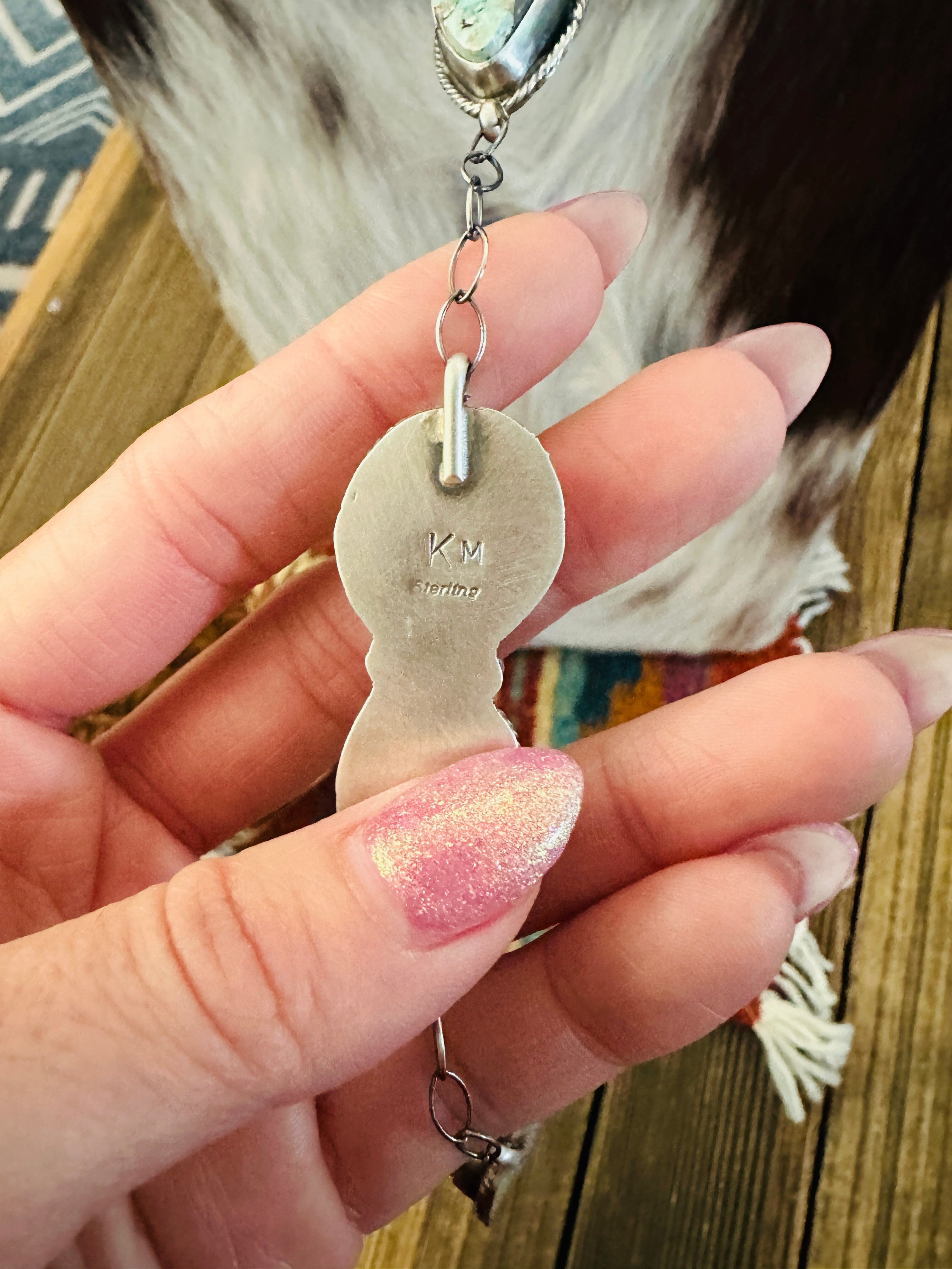 Handcrafted Dry Creek Turquoise & Sterling Silver Lariat Necklace