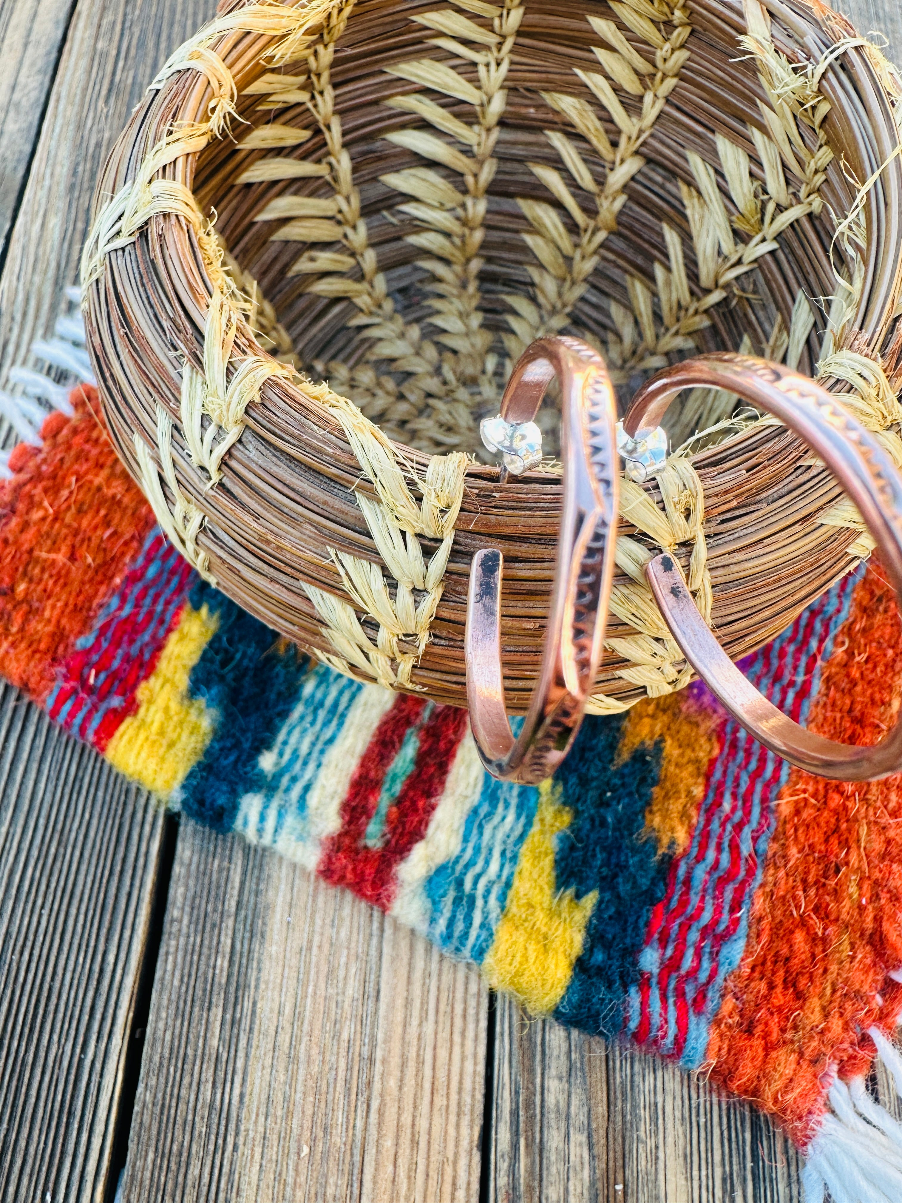 Hand Stamped Copper Hoop Earrings