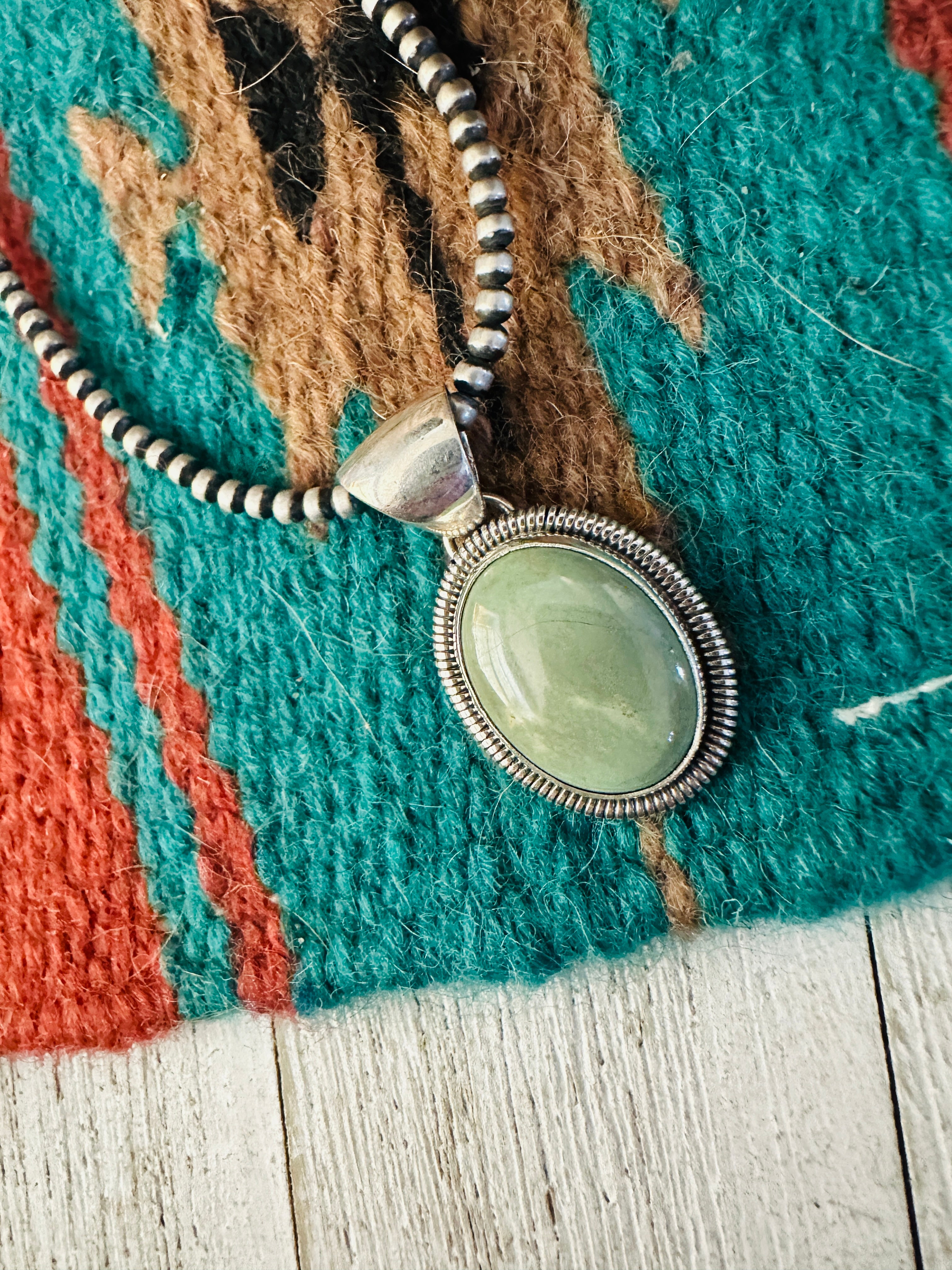 Navajo Turquoise & Sterling Silver Pendant by Wydell Billie