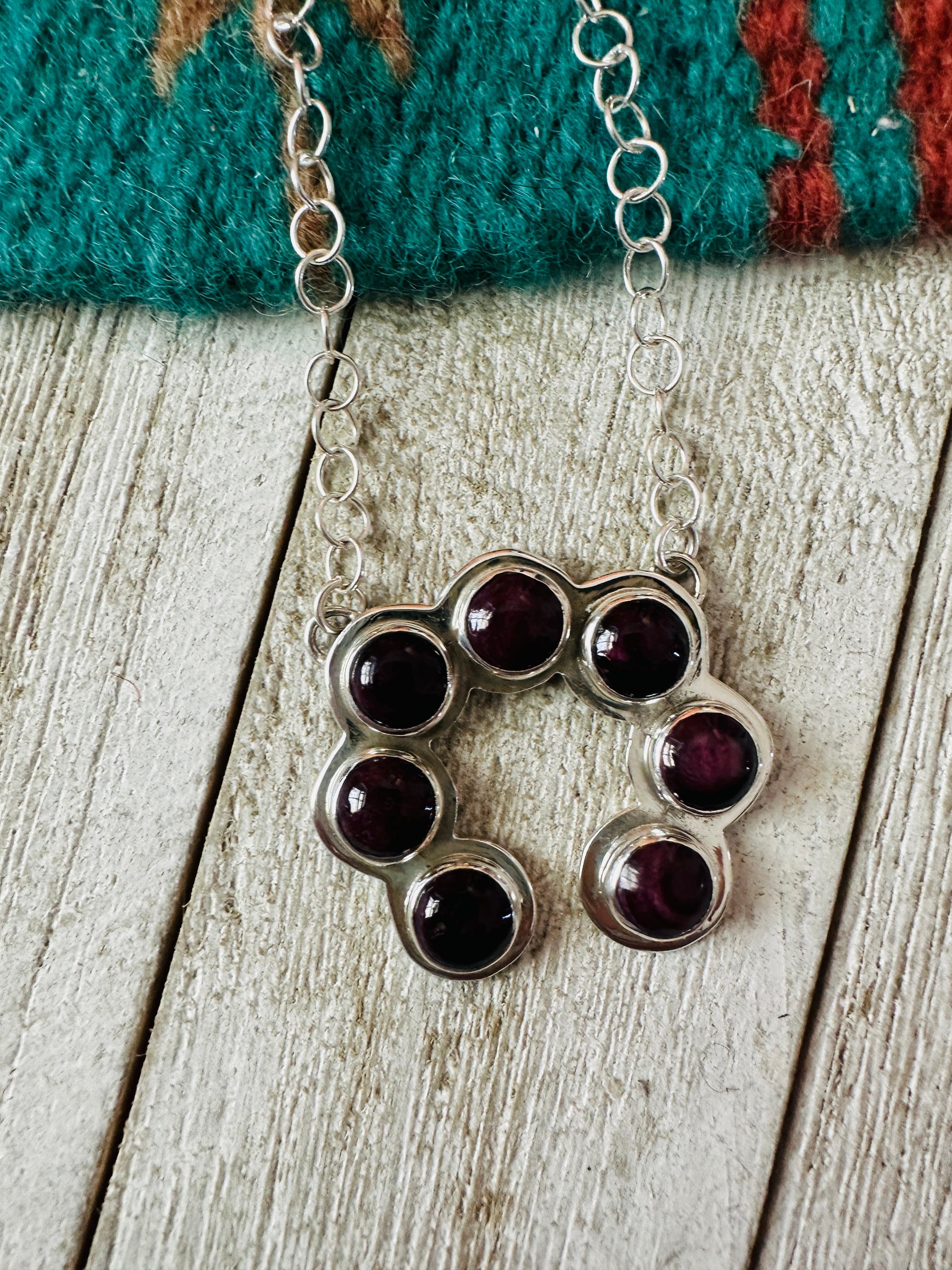 Handcrafted Sterling Silver & Purple Spiny Naja Necklace