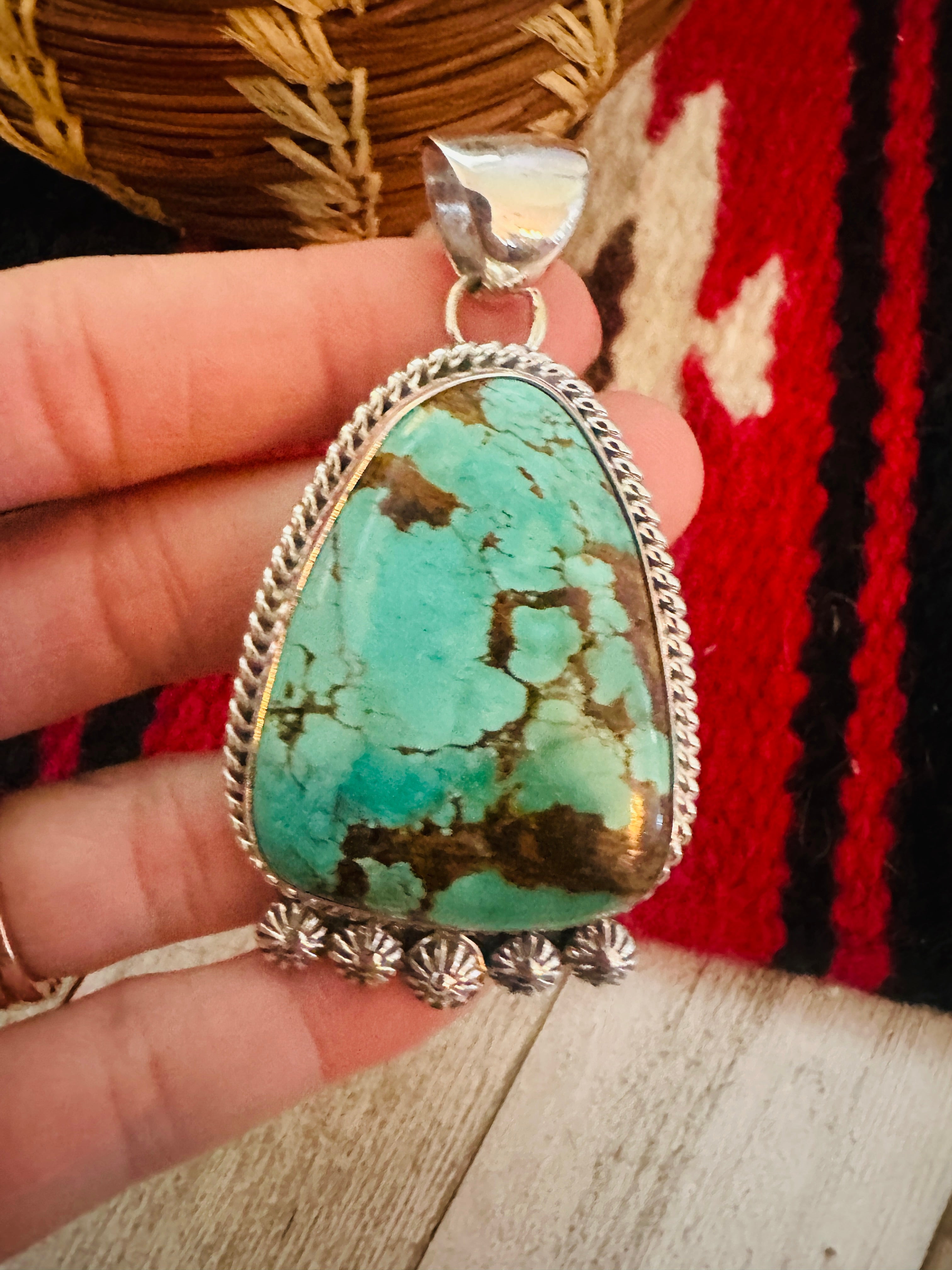 Navajo Number 8 Turquoise & Sterling Silver Pendant