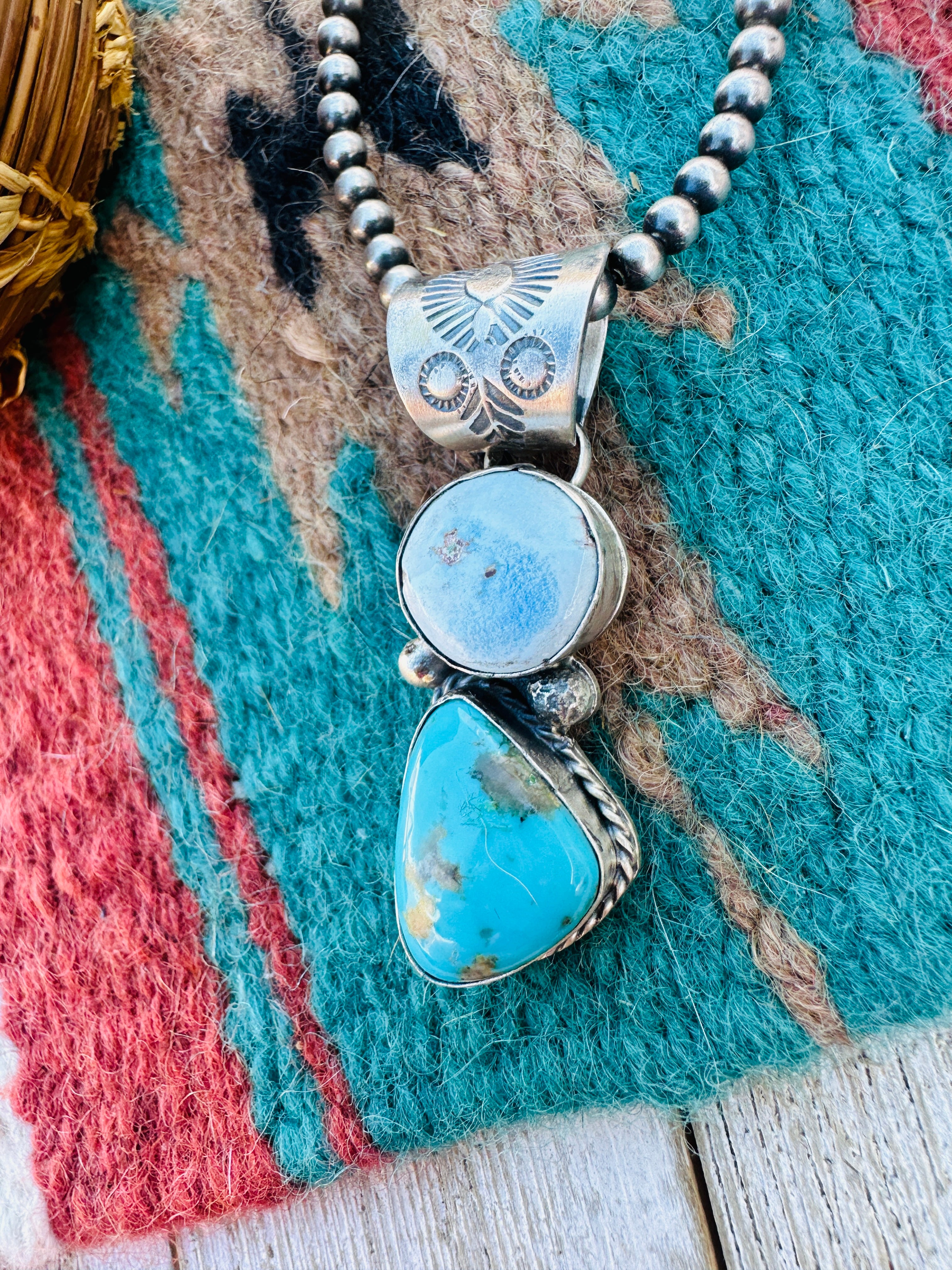 Handcrafted Sterling Silver & Multi Turquoise Pendant