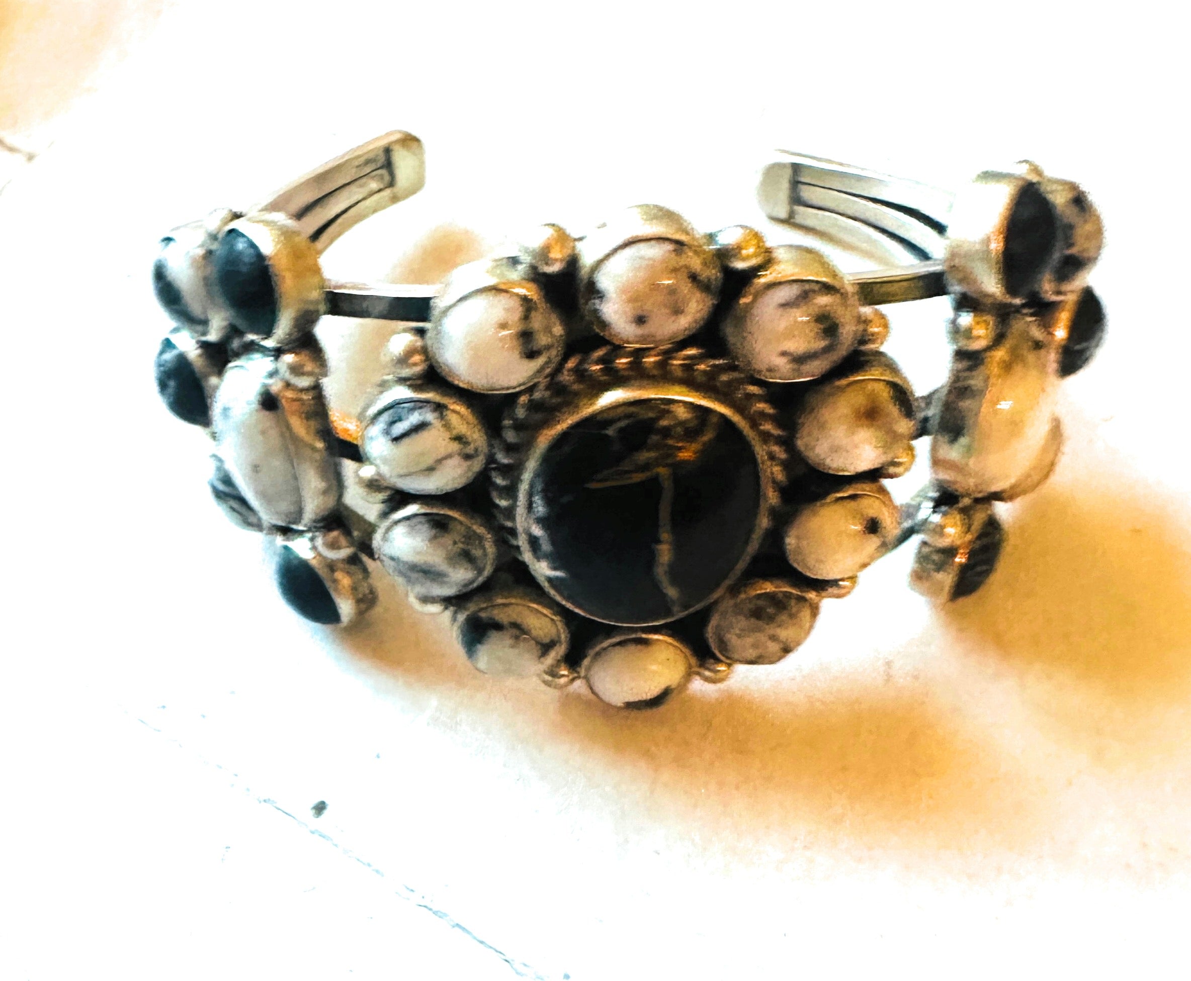 Navajo White Buffalo & Sterling Silver Cuff Bracelet