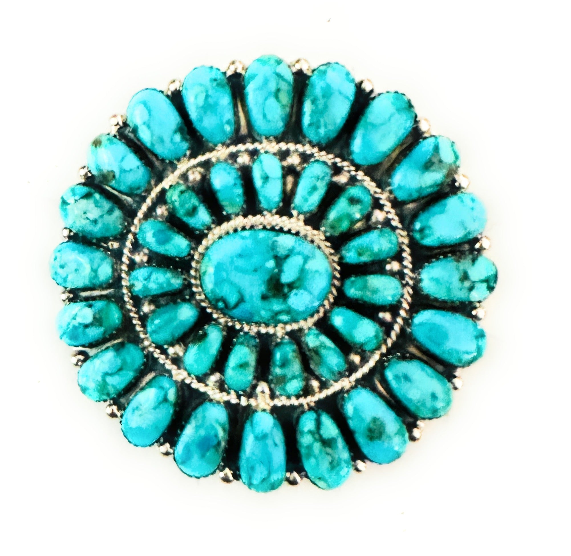 Navajo Turquoise & Sterling Silver Cluster Hair Barrette