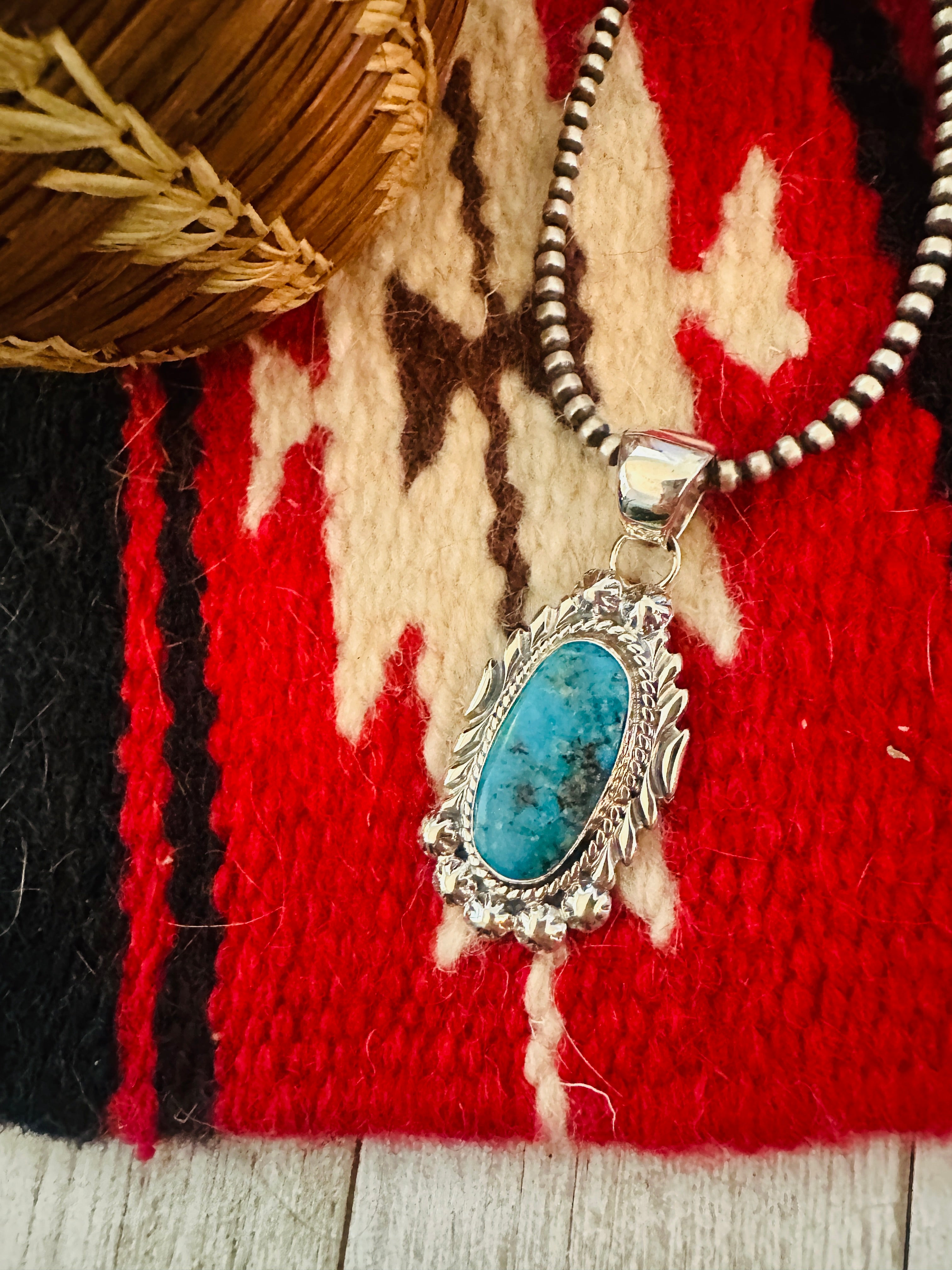 Navajo Kingman Turquoise & Sterling Silver Pendant