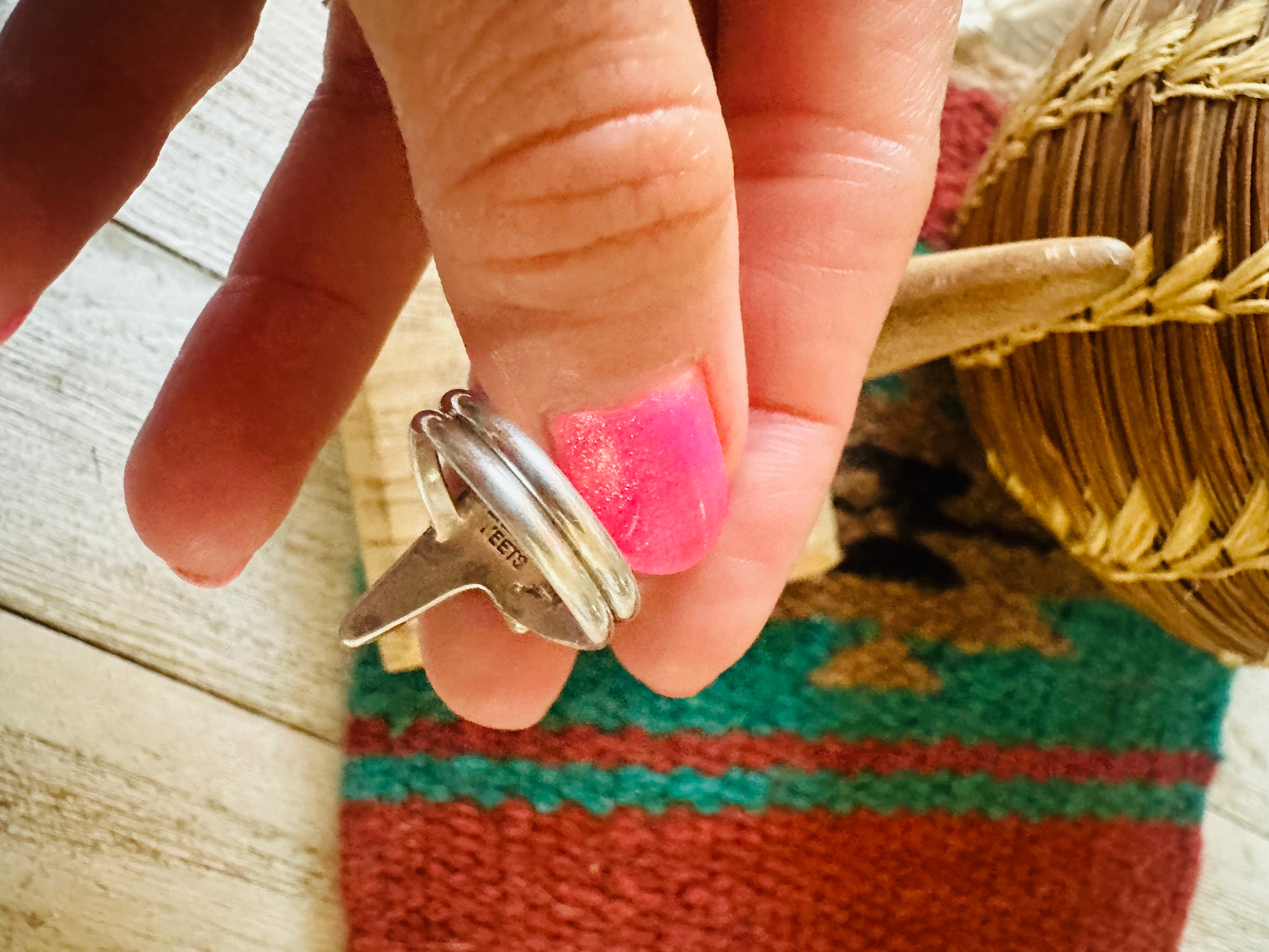 Navajo Sterling Silver & Turquoise Lightning Bolt Ring