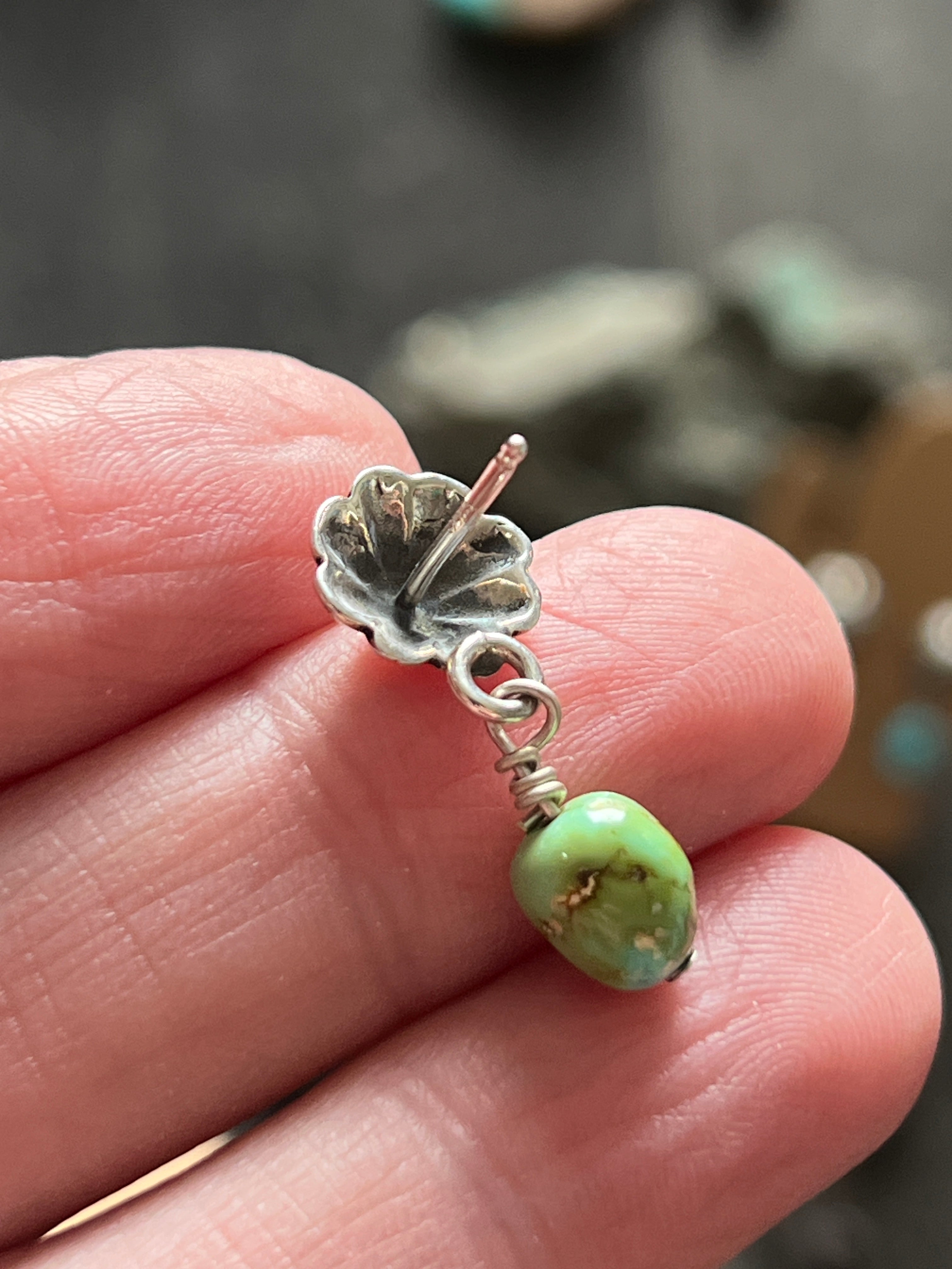 Handcrafted Summer Lovin’ Sterling Silver and Turquoise Concho Post Earrings