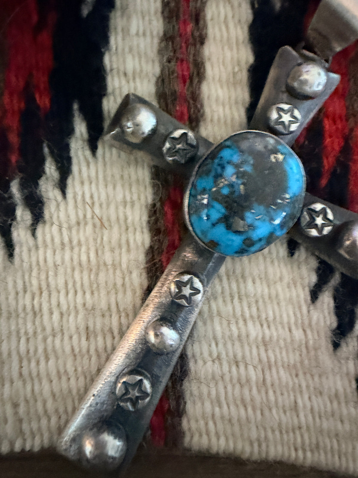 Handcrafted Turquoise & Sterling Silver Cross Pendant by Chimney Butte