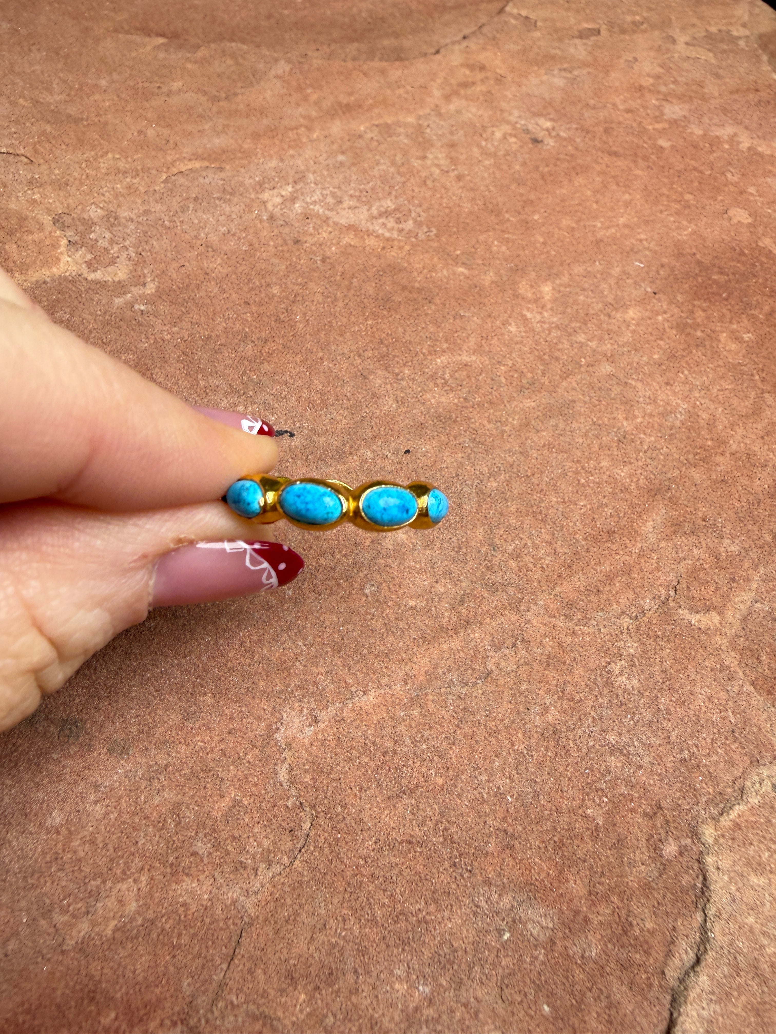 “The Golden Collection” Eternity Band Gold Plated Sterling Silver Turquoise Ring