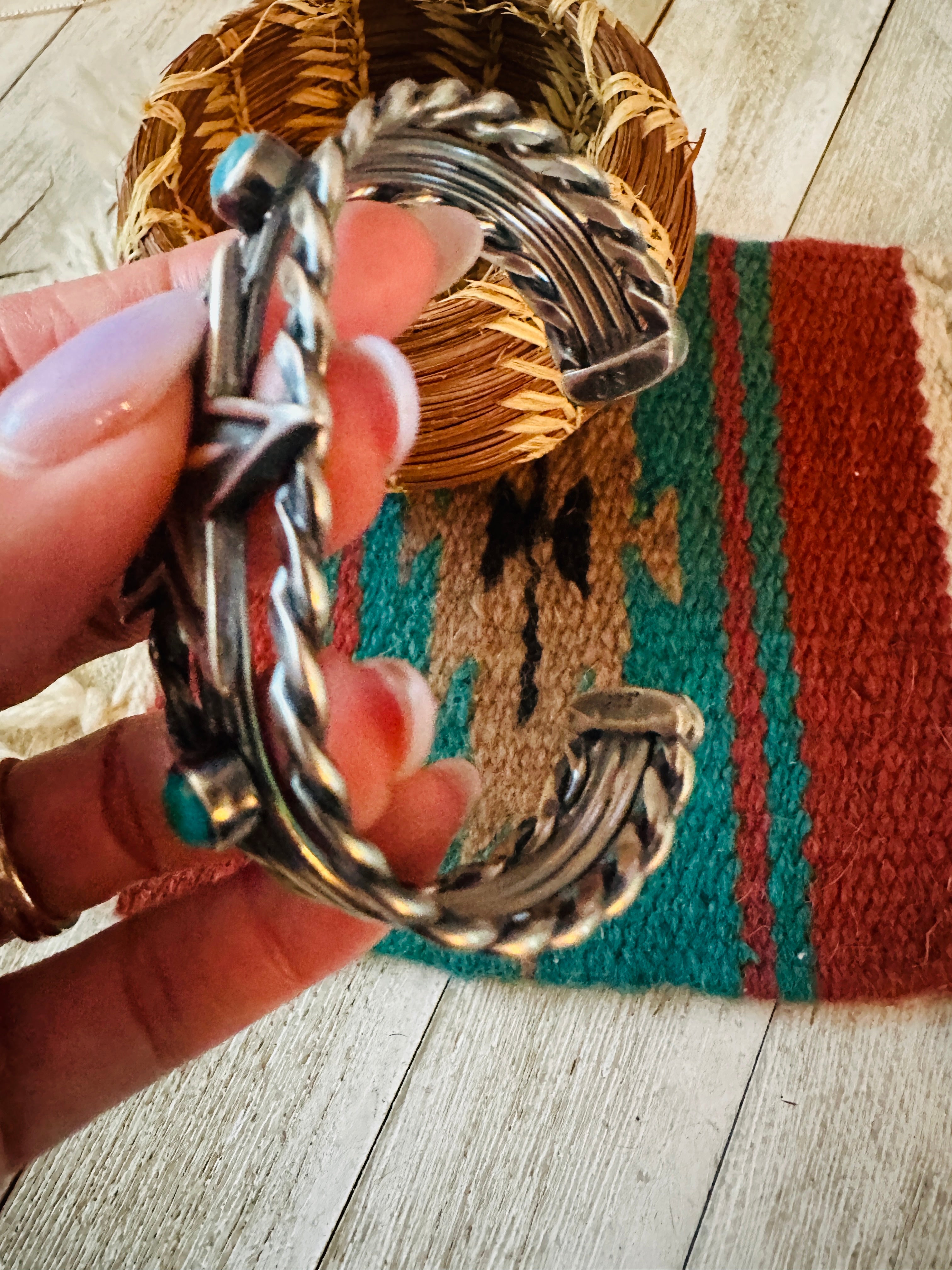 Handcrafted Sterling Silver & Turquoise Star Cuff Bracelet