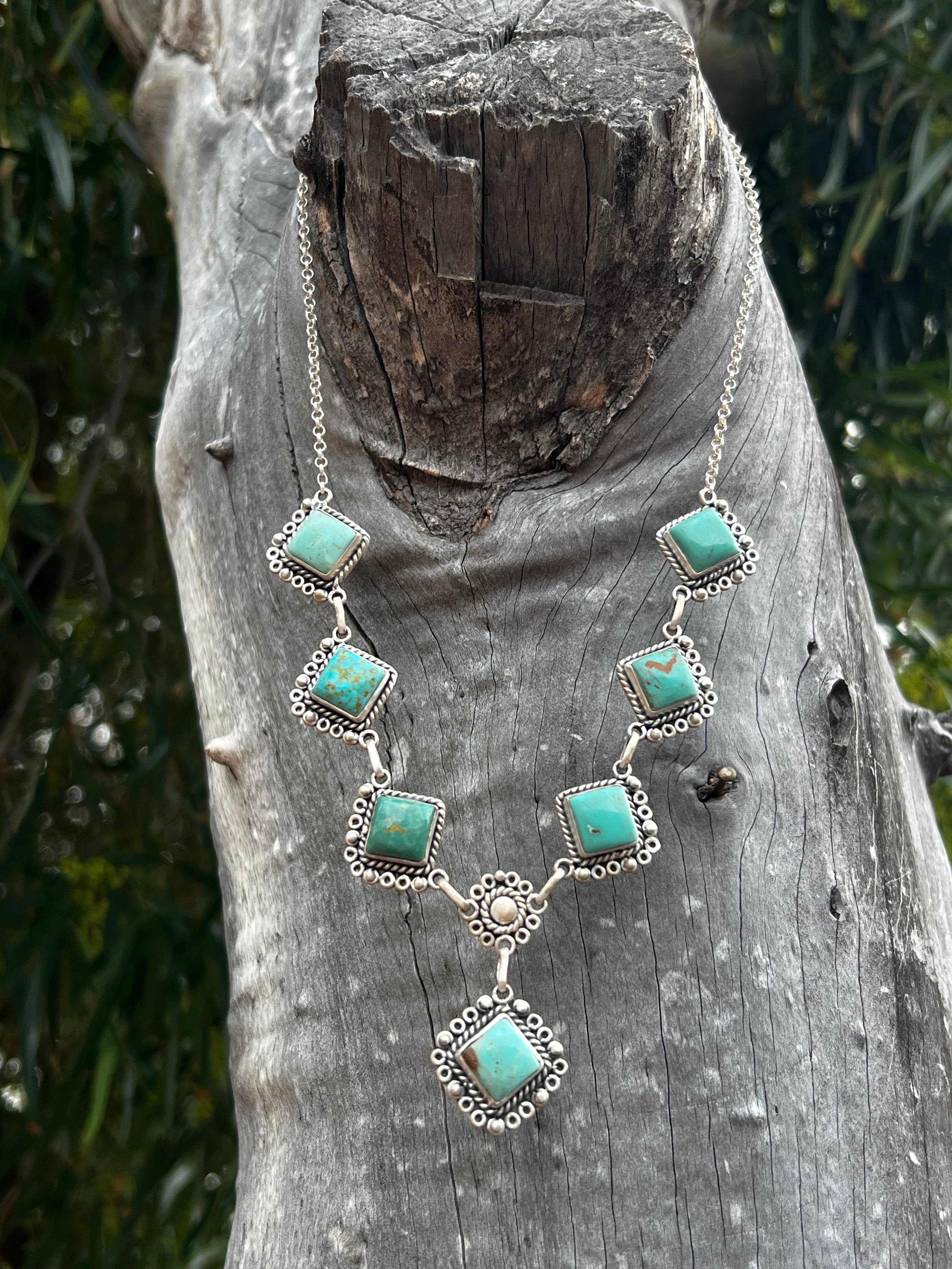 Handmade Sterling Silver & Turquoise Drop Necklace