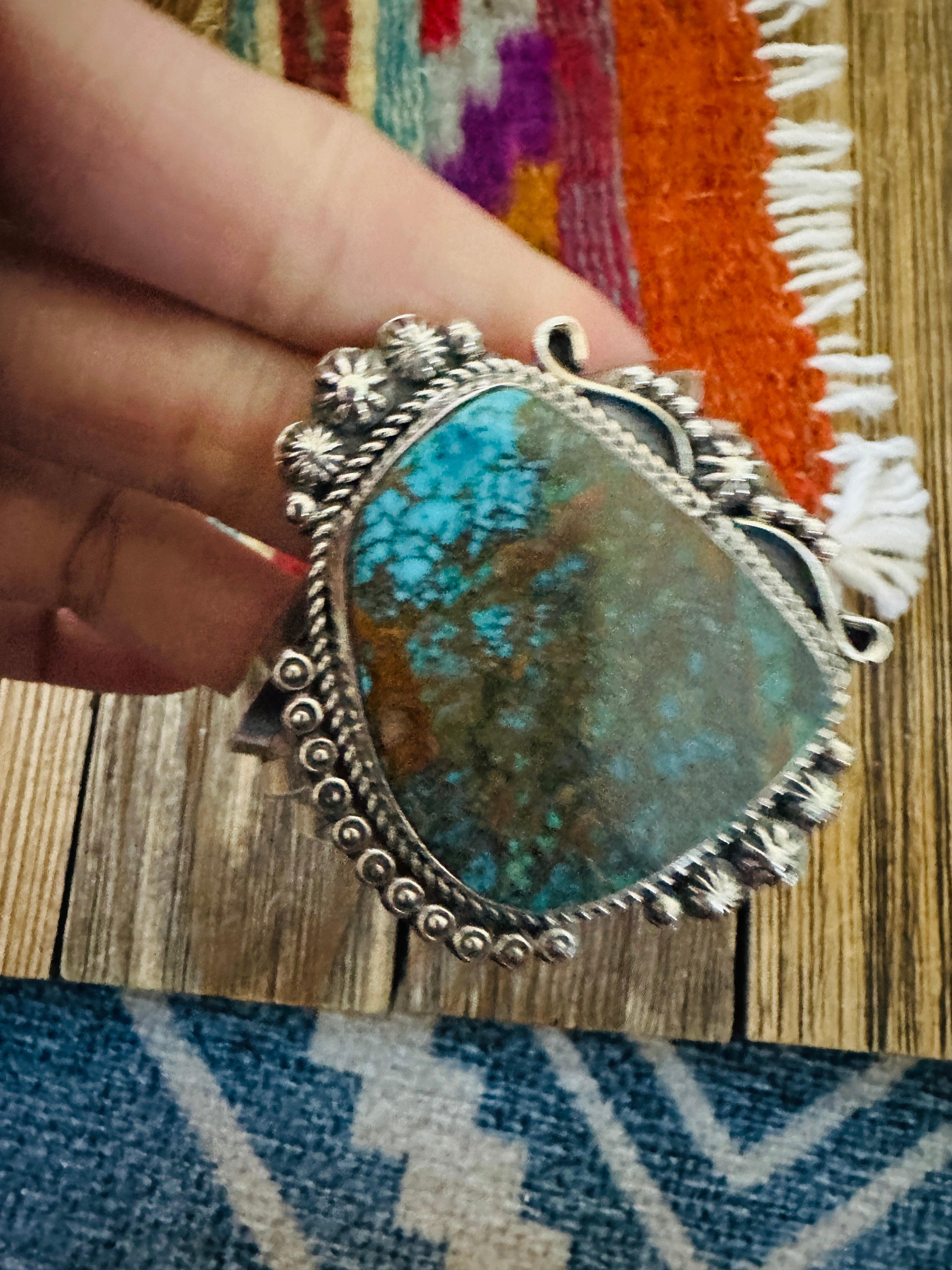 Handcrafted Royston Turquoise & Sterling Silver Cuff Bracelet by Rosella Paxson