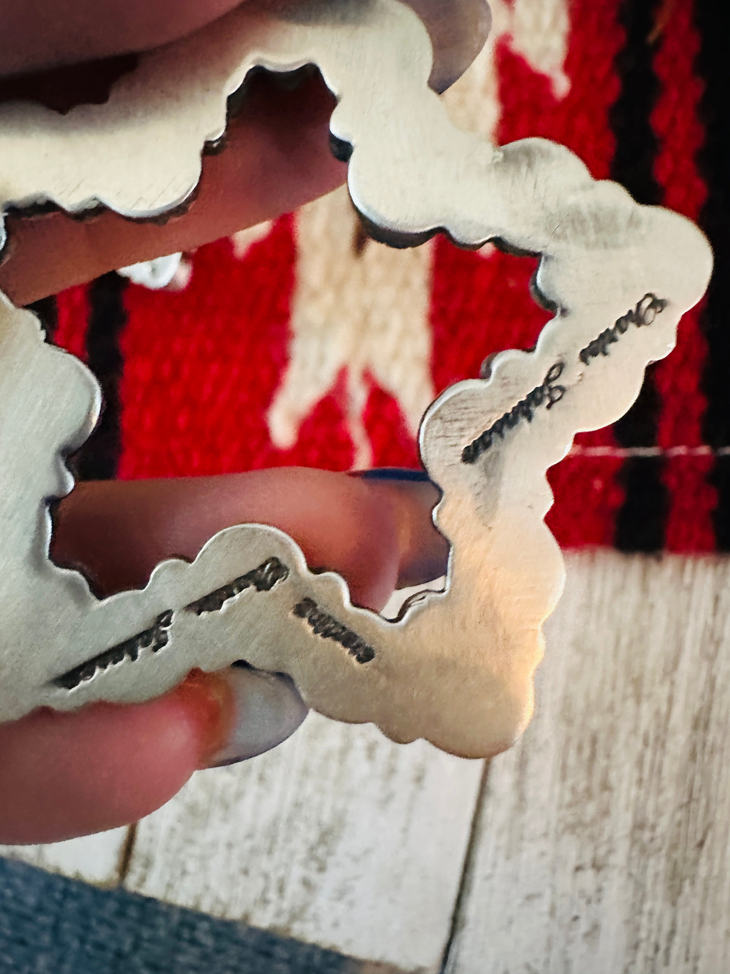 Handcrafted Queen Pink Conch & Sterling Silver Star Dangle Earrings by Charles Johnson