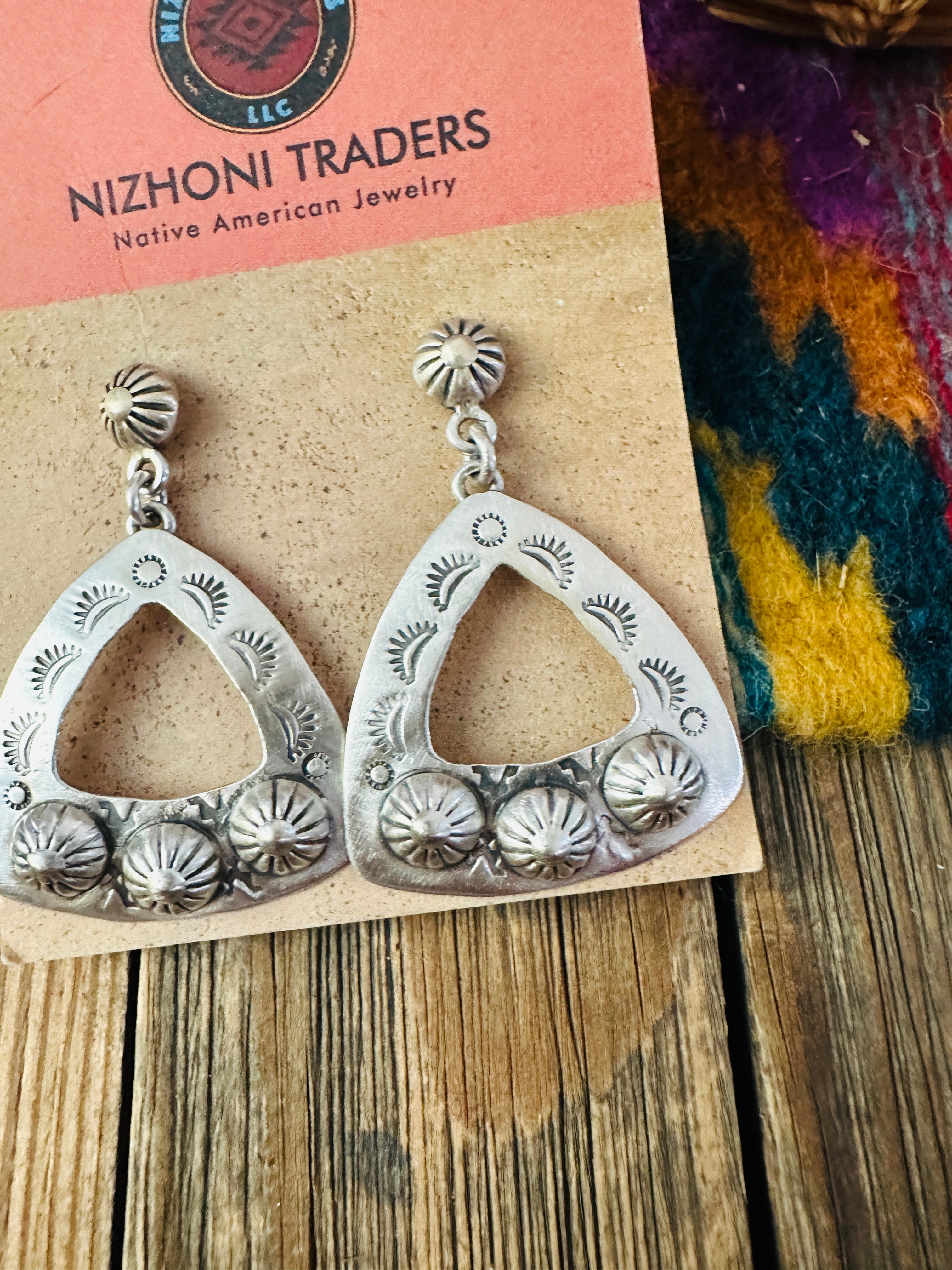 Handcrafted Sterling Silver Concho Dangle Earrings