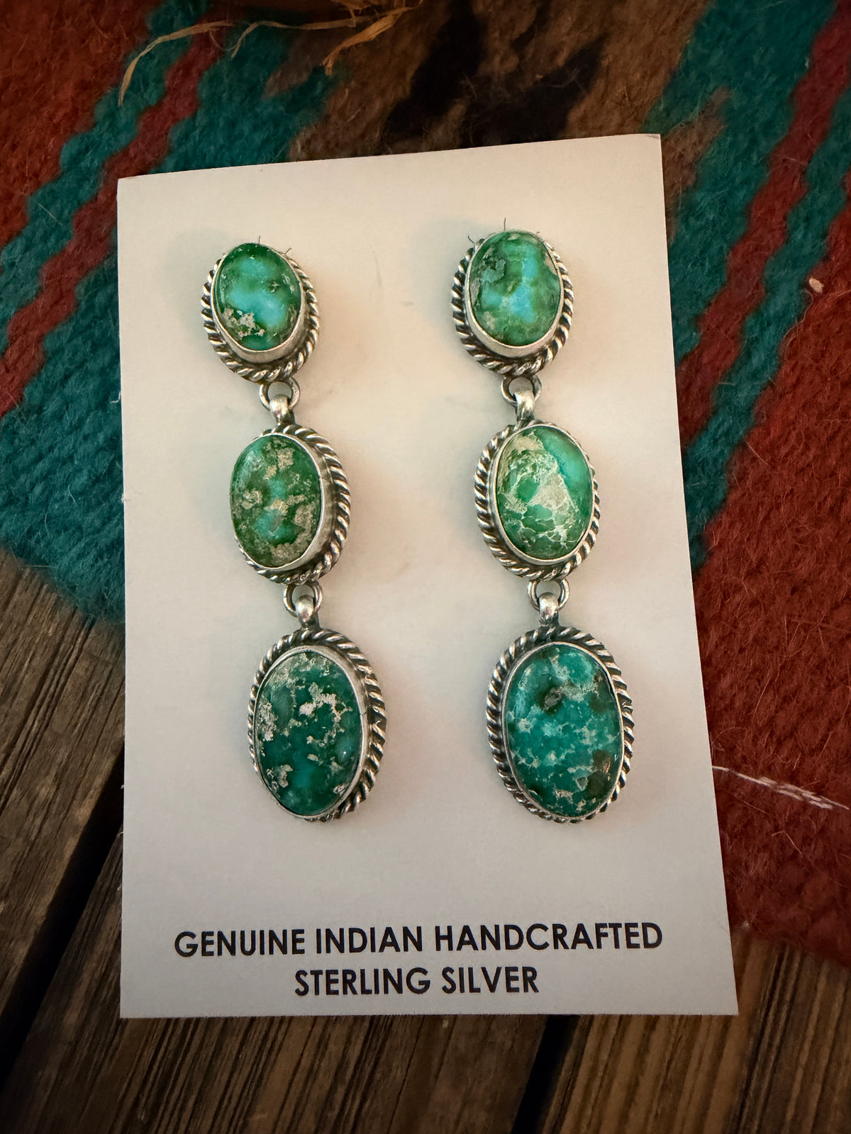 Handcrafted Sonoran Mountain Turquoise & Sterling Silver Dangle Earrings