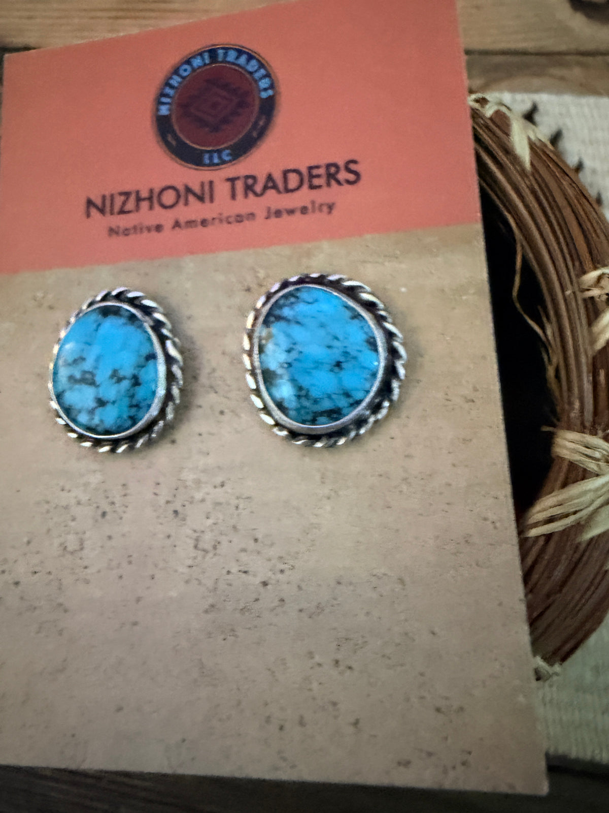 Handcrafted Turquoise & Sterling Silver Post Earrings
