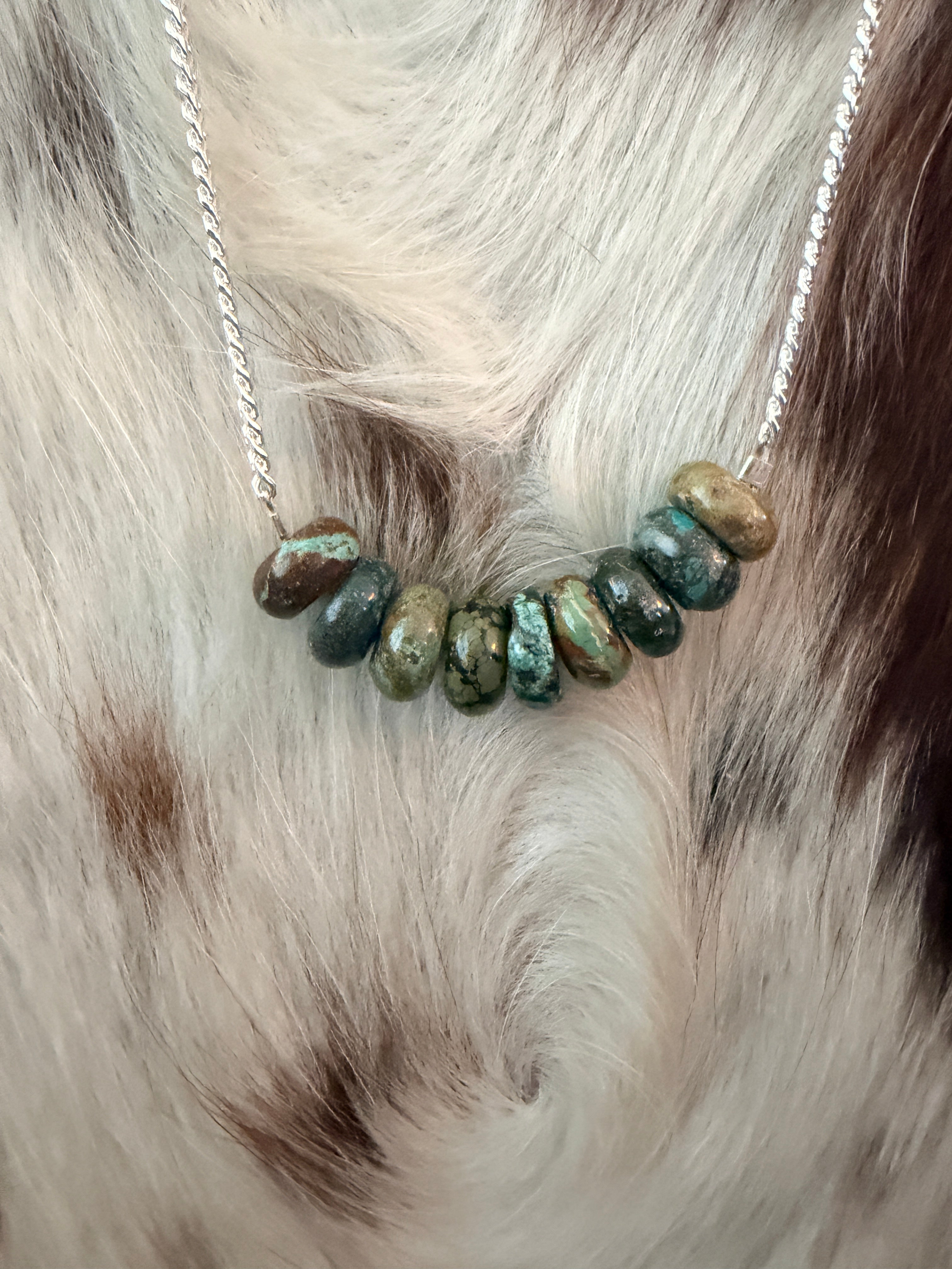 Handmade Sterling Silver & Turquoise Beaded Necklace