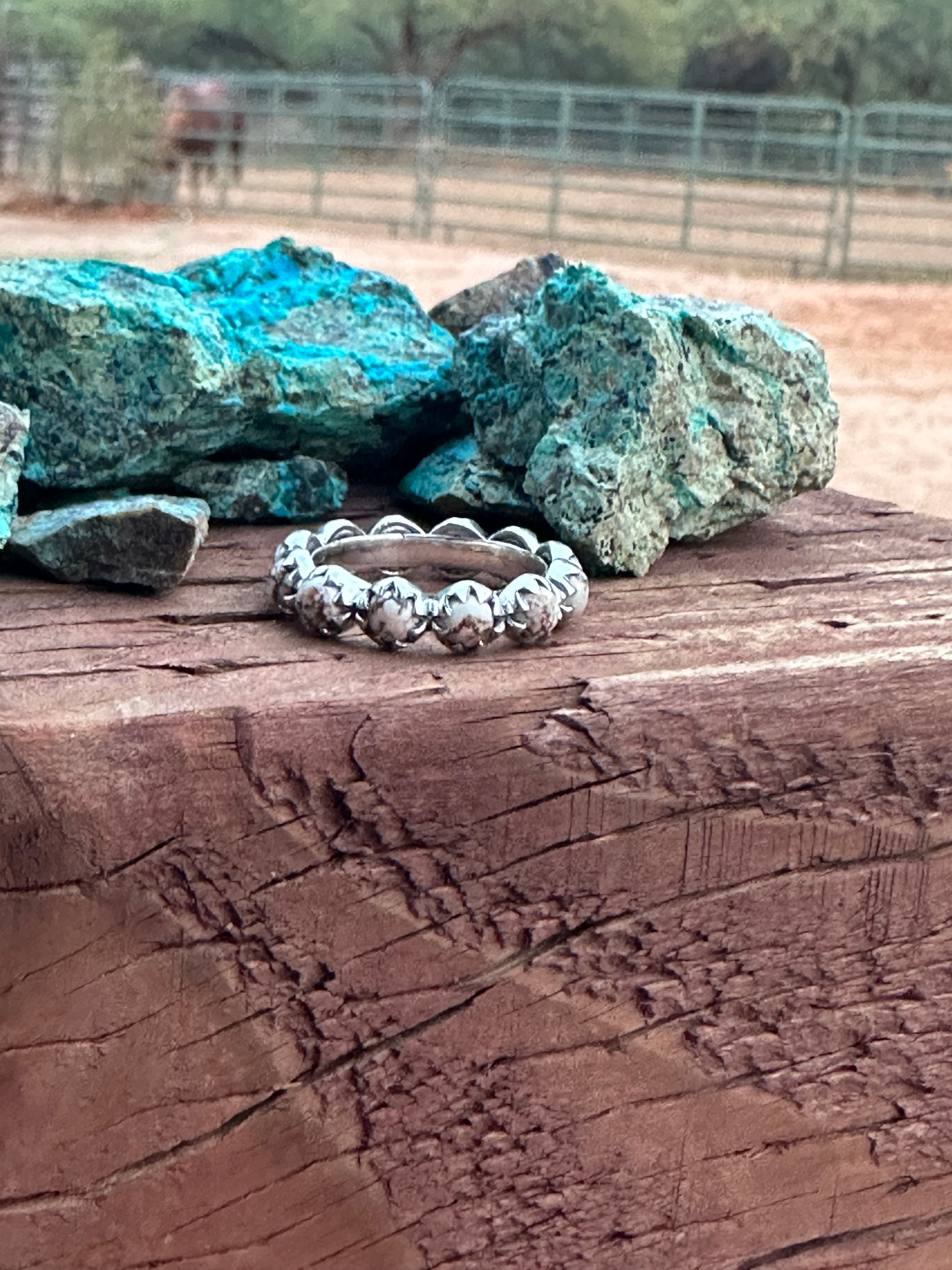 Natural Wild Horse & Sterling Silver Mini Eternity Band