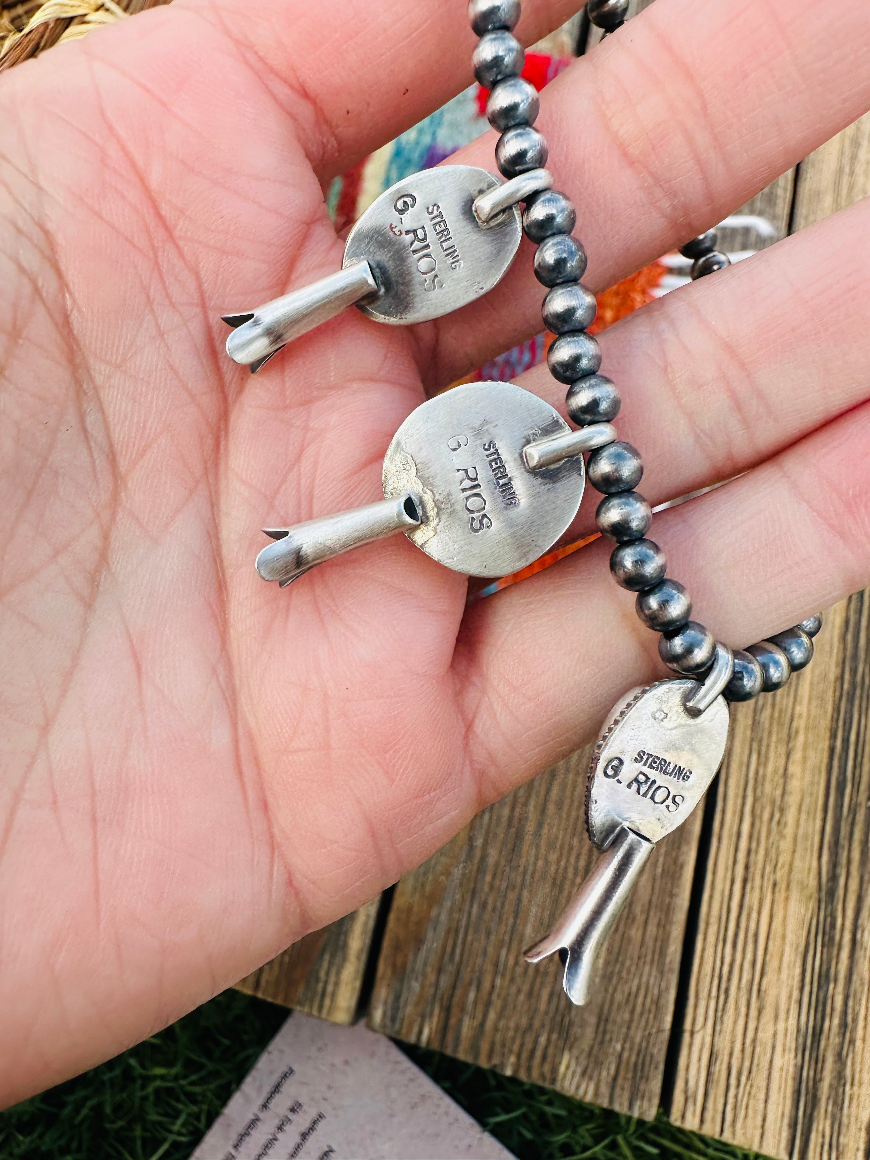 Handcrafted 3mm Sterling Silver Pearl & Turquoise Blossom Stretch Bracelet