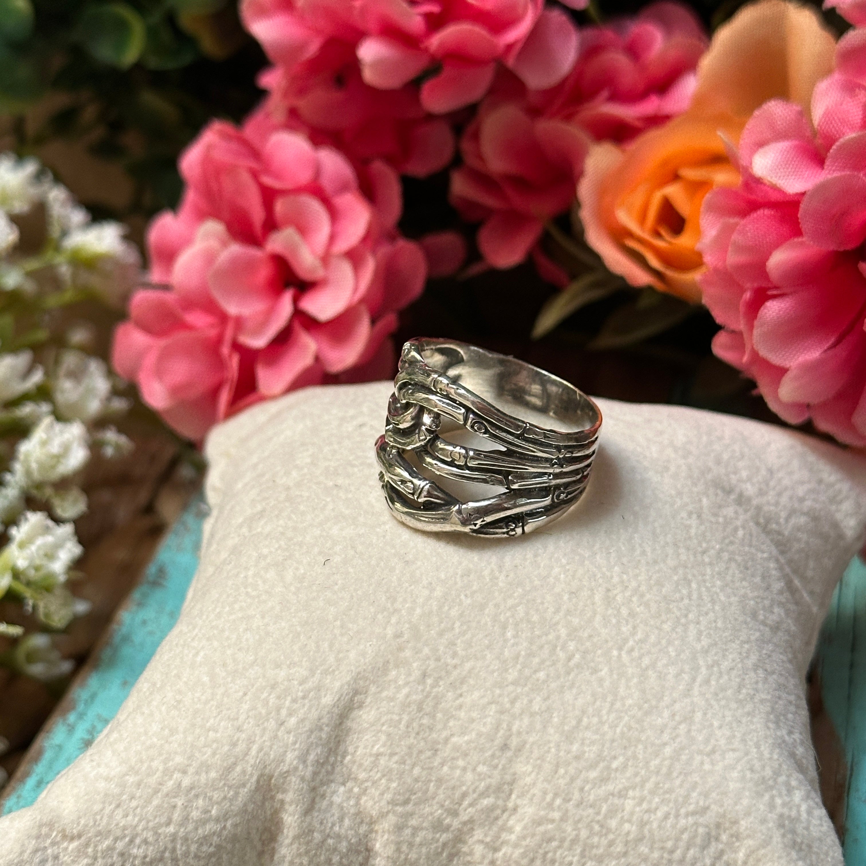 Sterling Silver Bamboo Woven Wide Band Ring