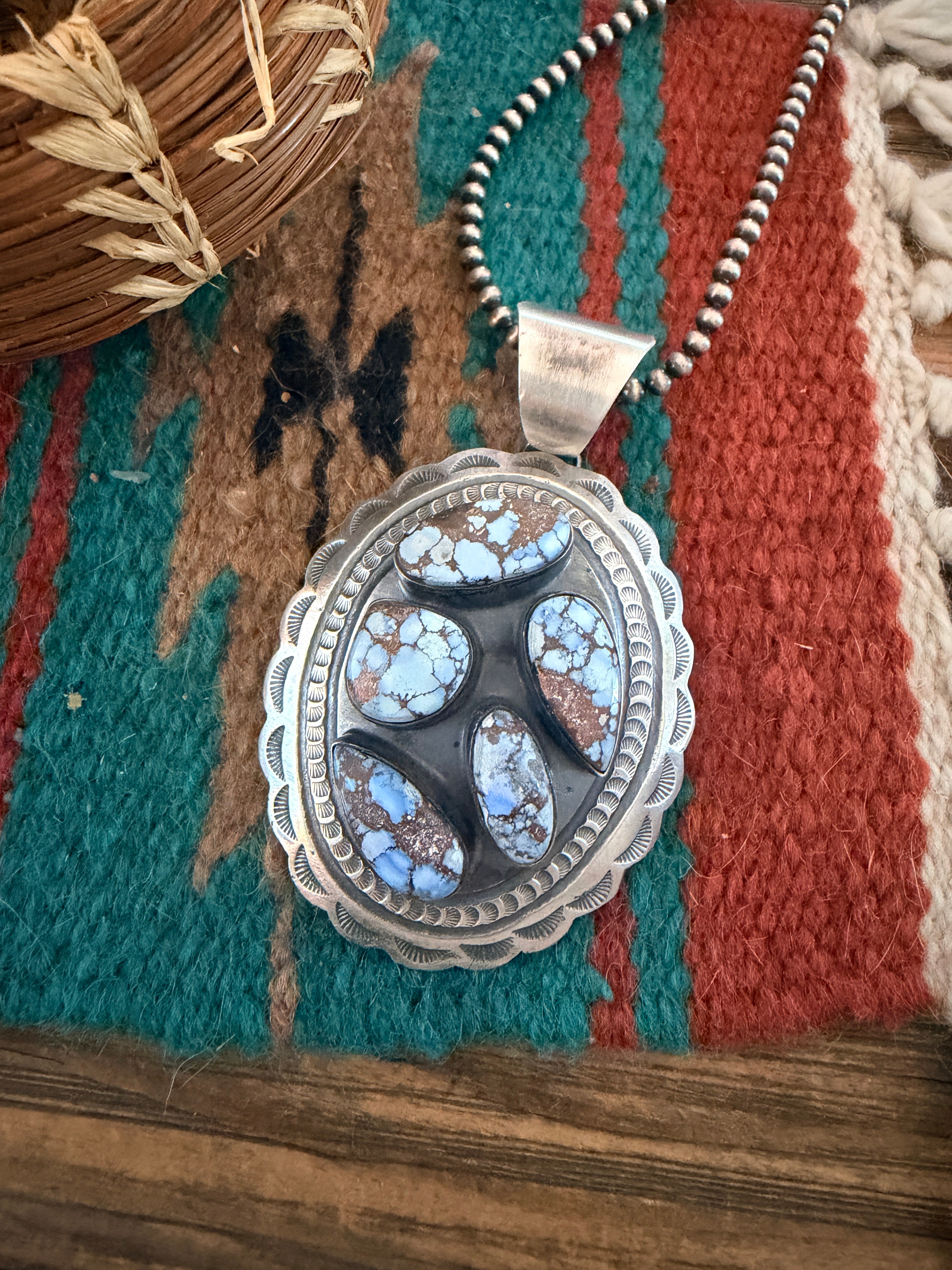 Handcrafted Sterling Silver & Golden Hills Turquoise Concho Pendant by Chimney Butte