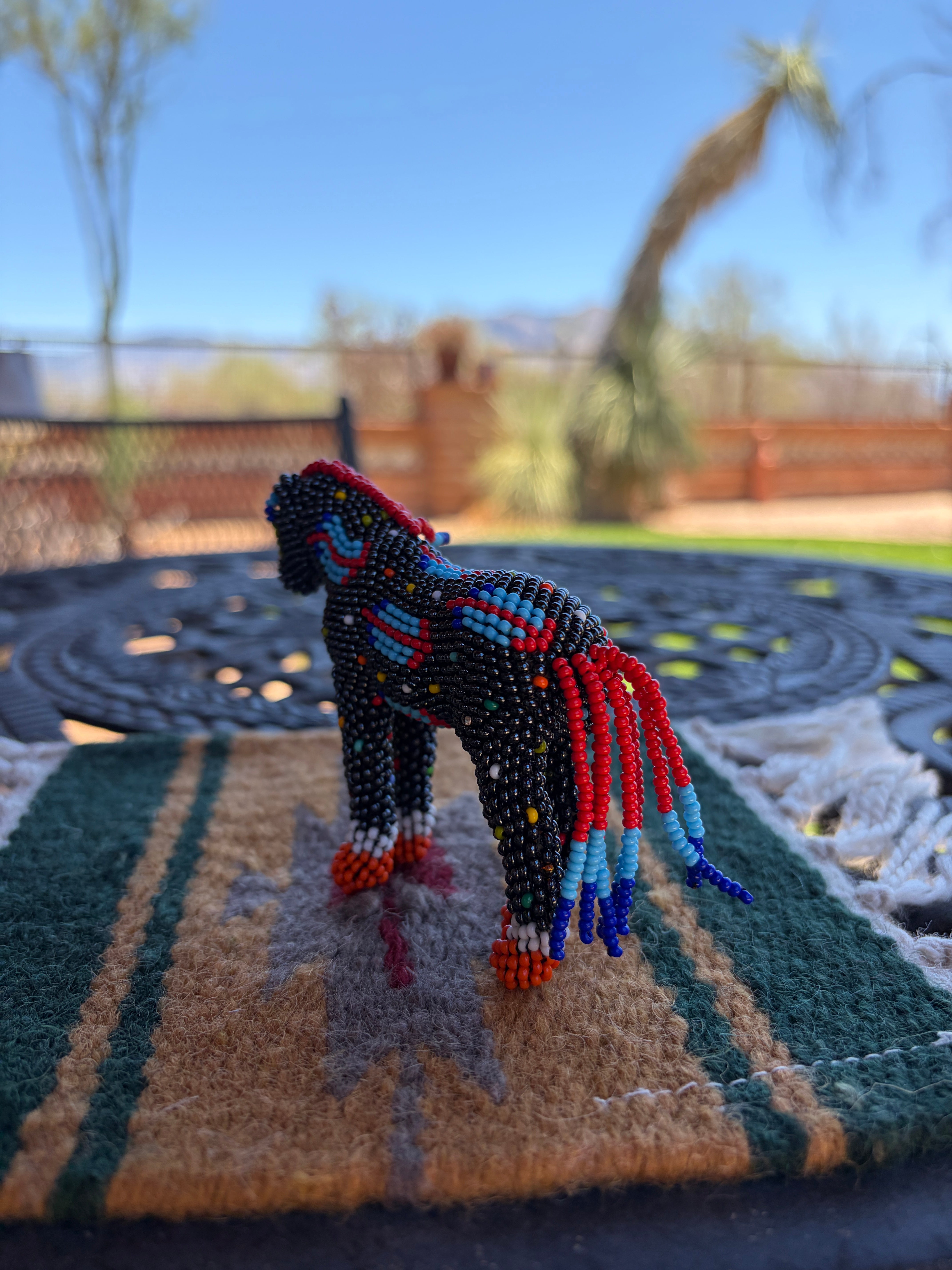 Handmade Peyote Stitched Horse Figurine- Black 13