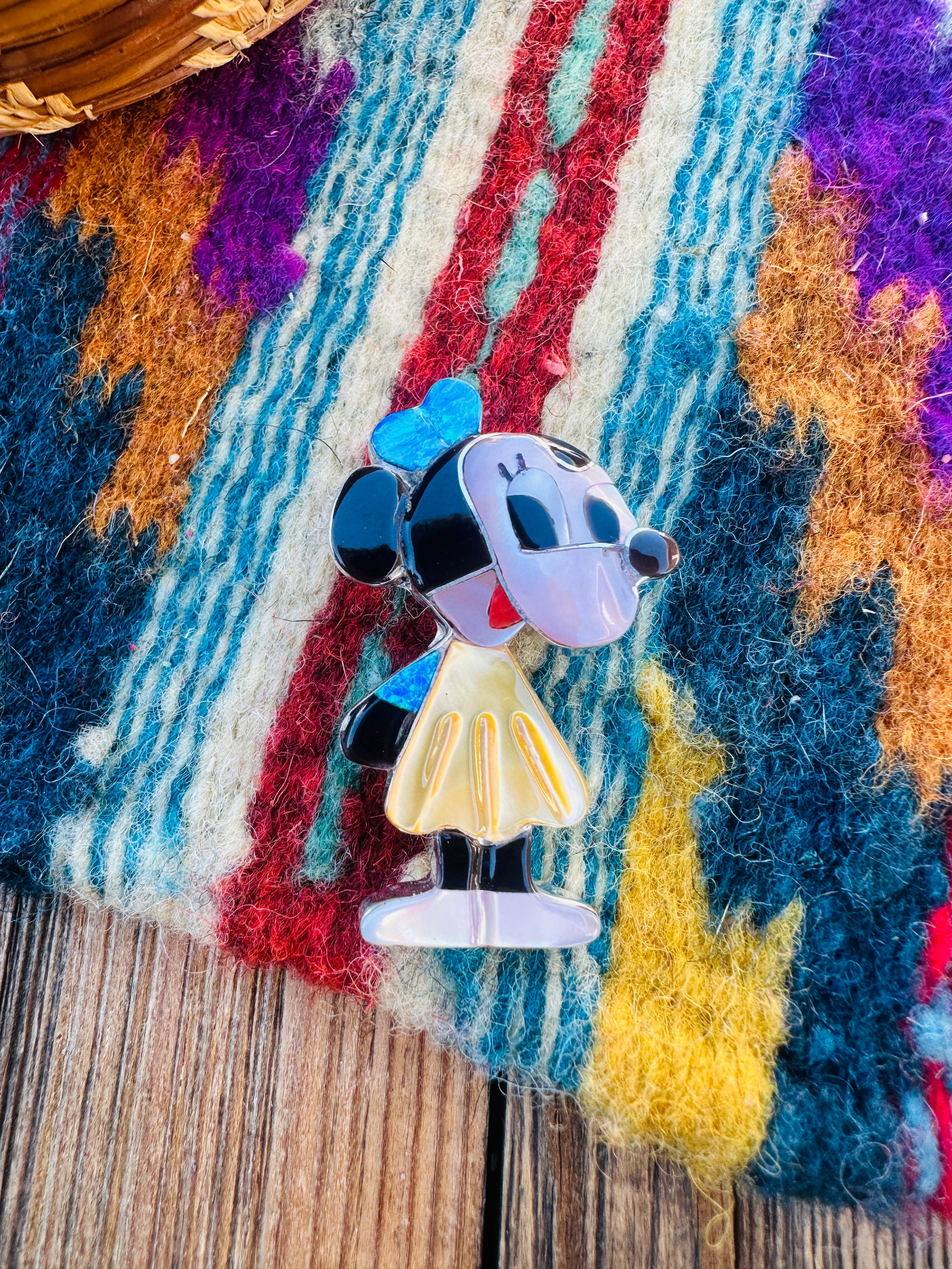 Handcrafted Sterling Silver and Multi Stone Character Brooch/ Pendant