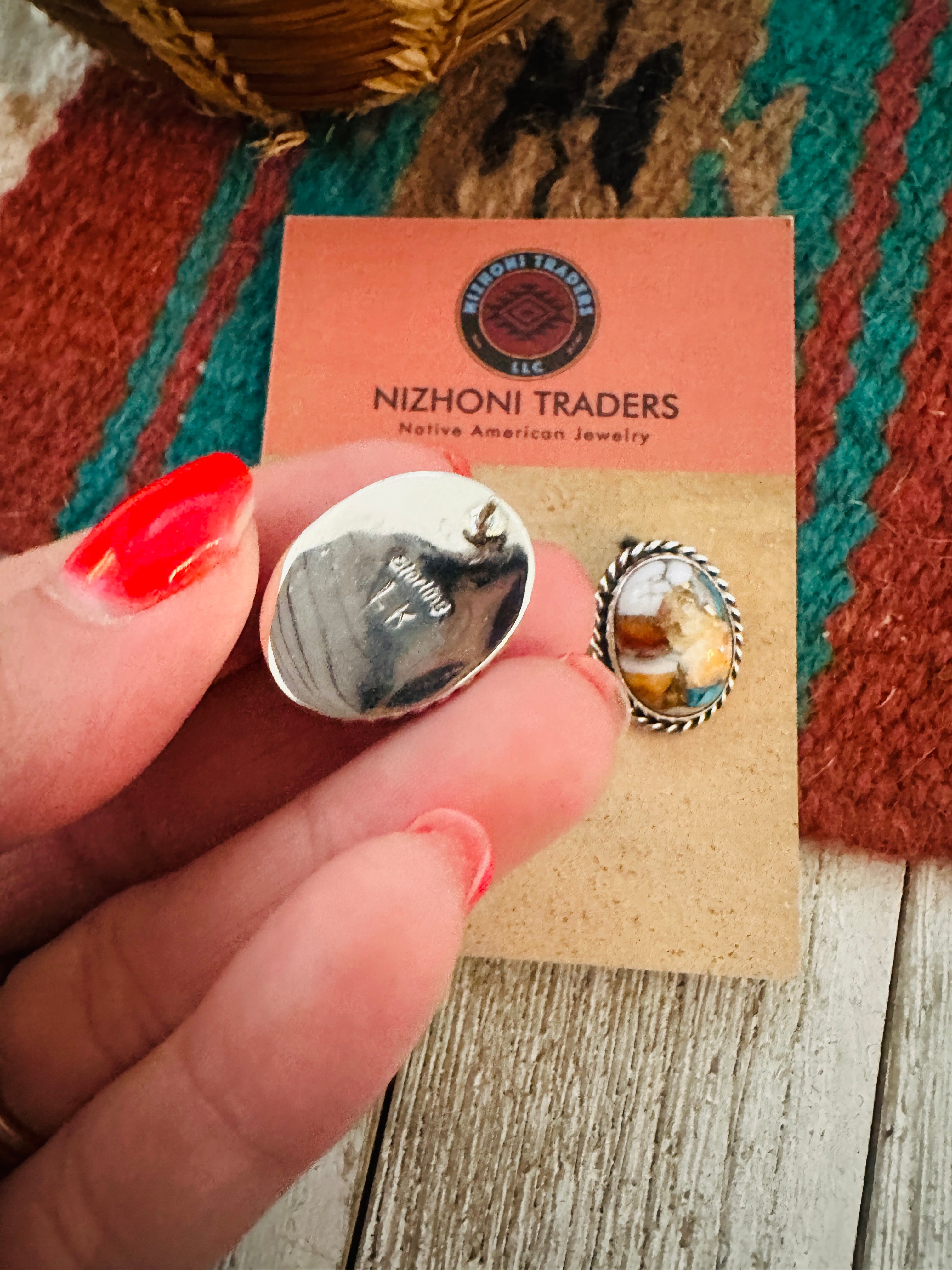 Handcrafted Sterling Silver & Spice Stud Earrings