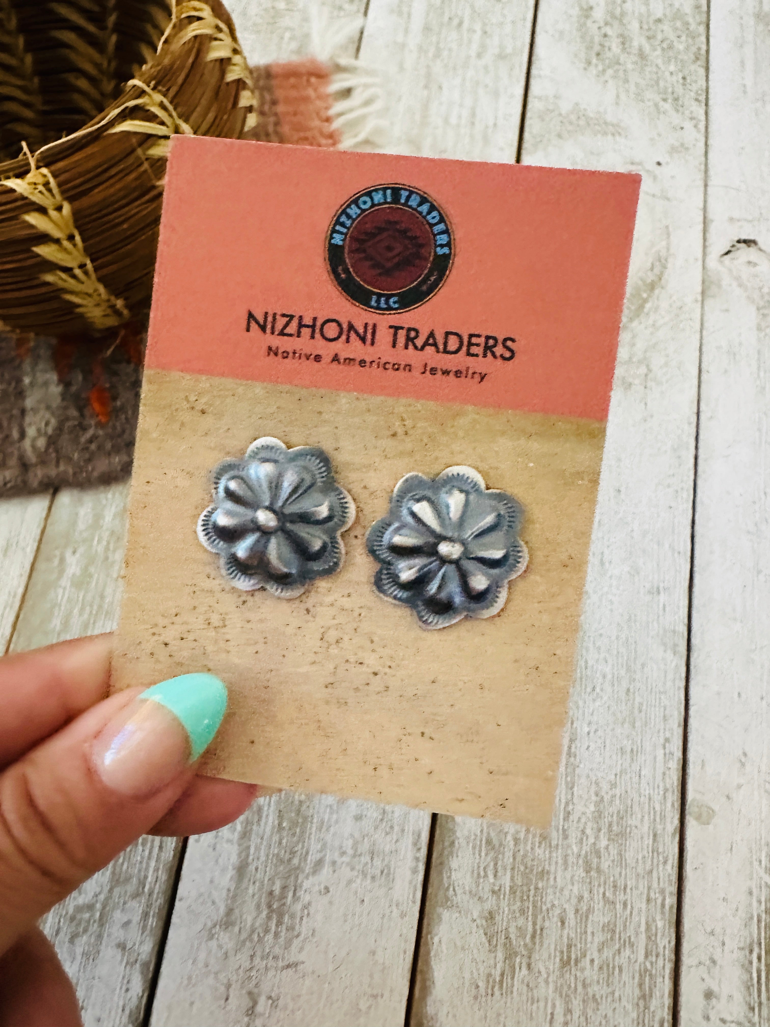 Handcrafted Sterling Silver Concho Stud Earrings