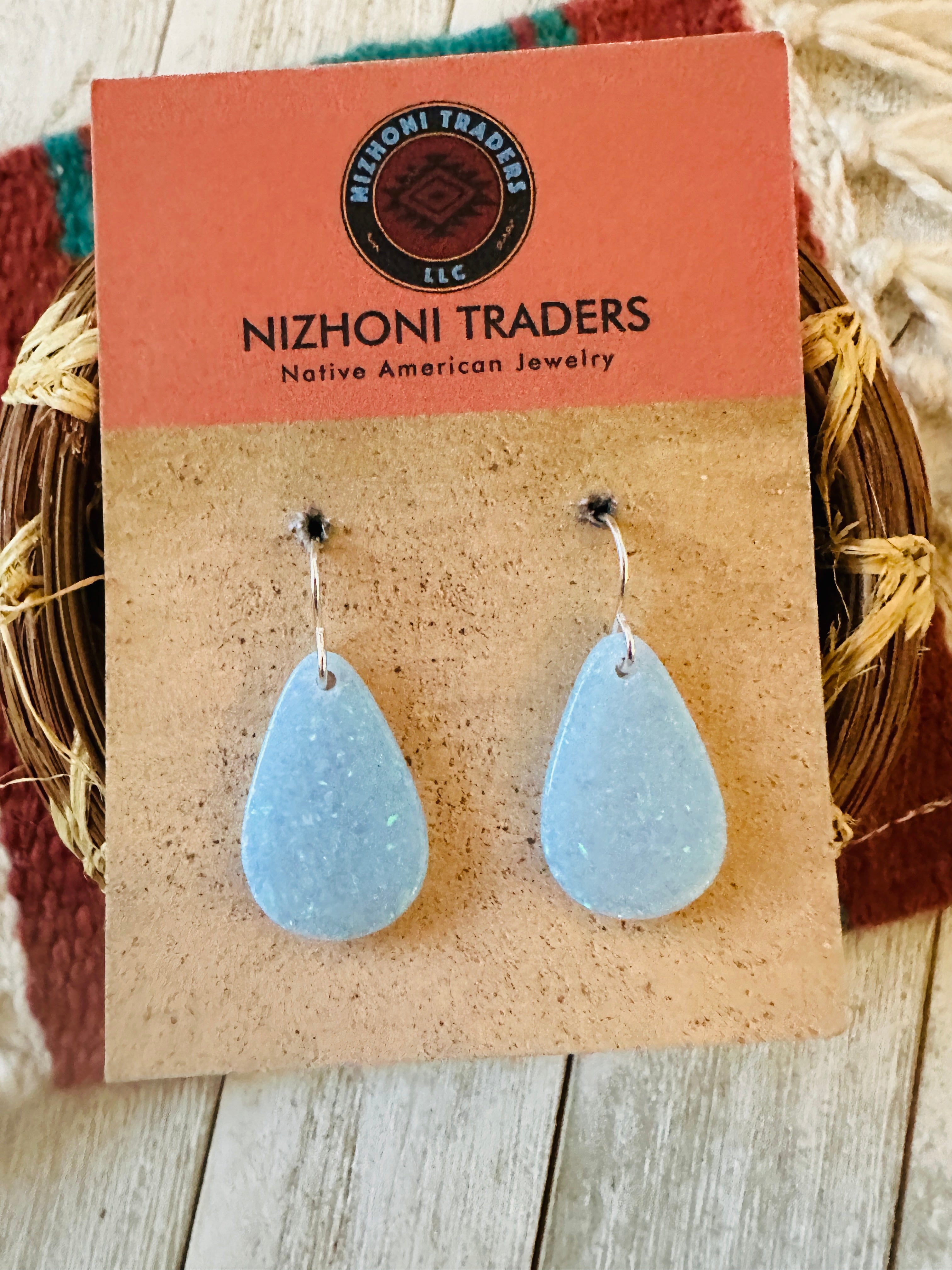 Summer Lovin’ Sterling Silver & Blue Opal Teardrop Dangle Earrings