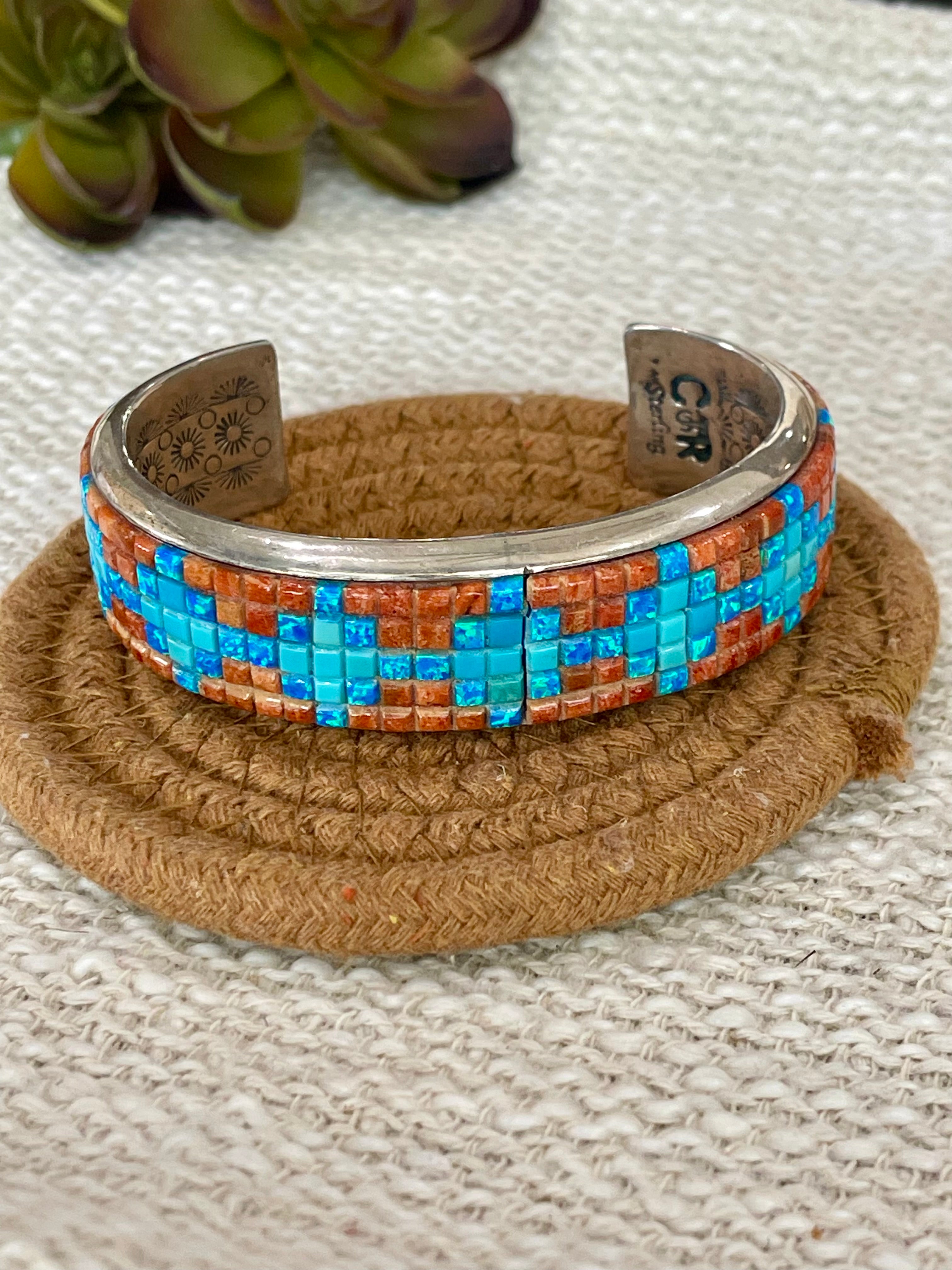 Gorgeous Handmade Sterling Silver & Multi Stone Cuff Bracelet