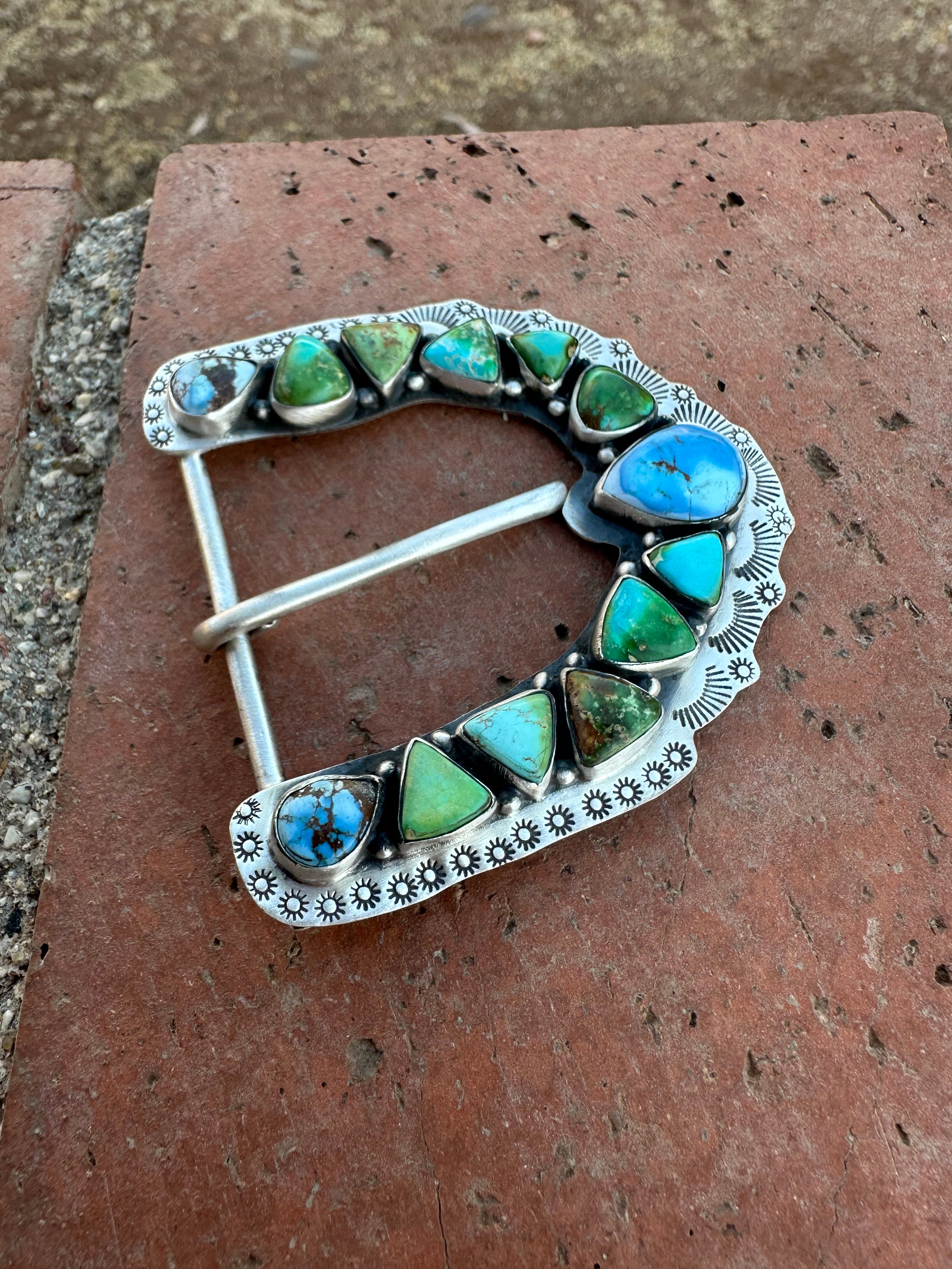 Buckin Bronco Nizhoni Turquoise & Sterling Silver Belt Buckles Signed