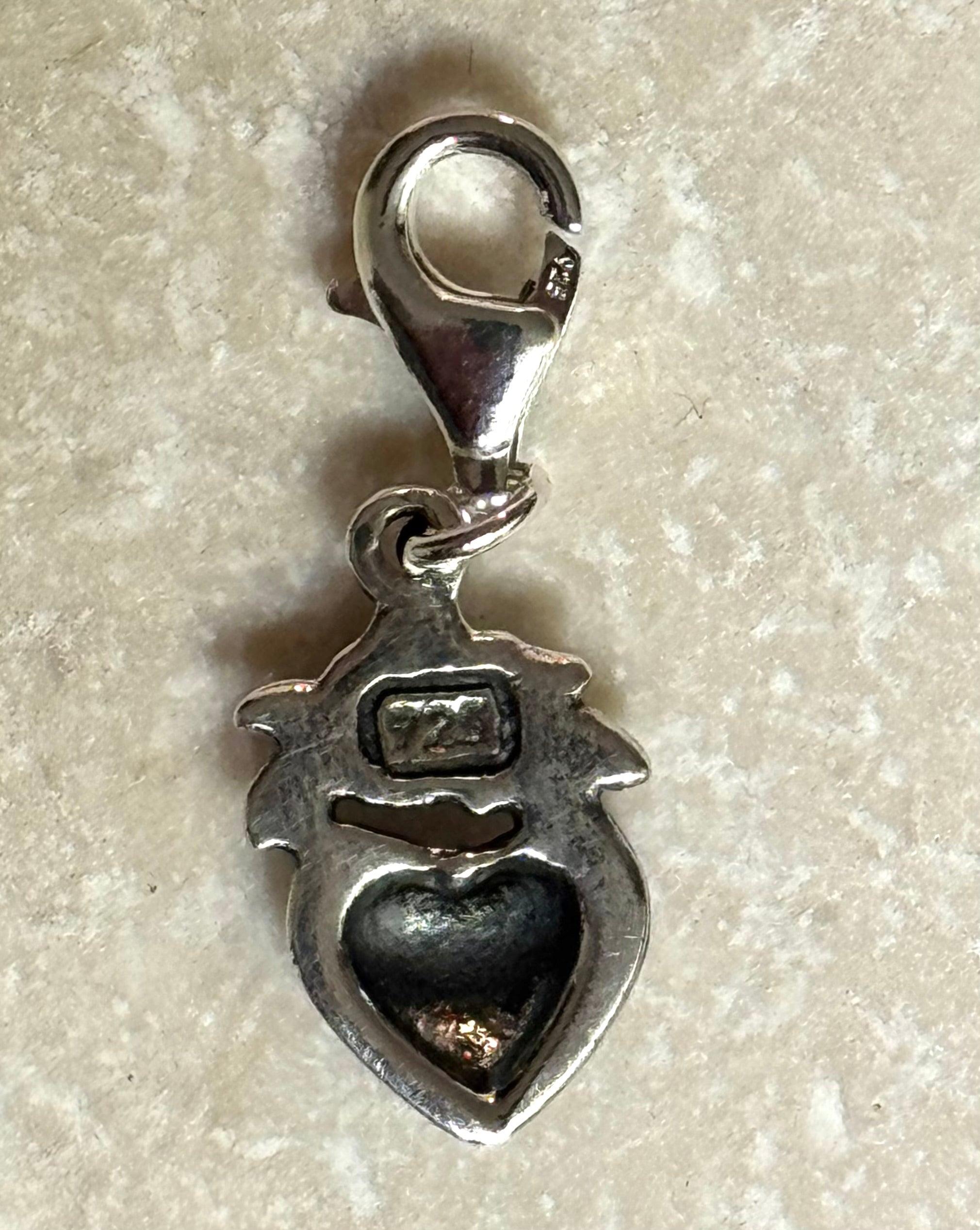 Sterling Silver Flower & Heart Charm