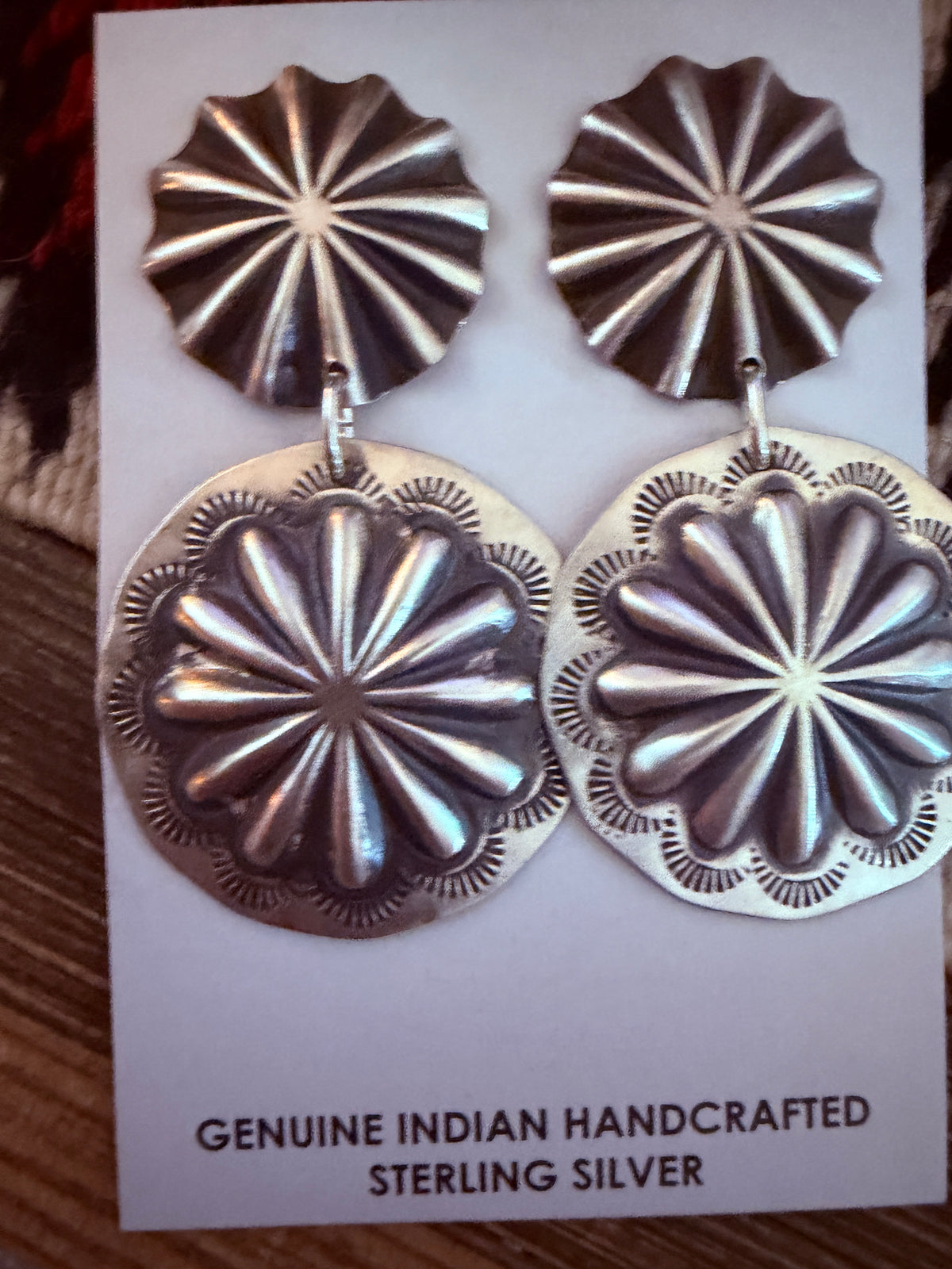 Handcrafted Sterling Silver Concho Dangle Earrings