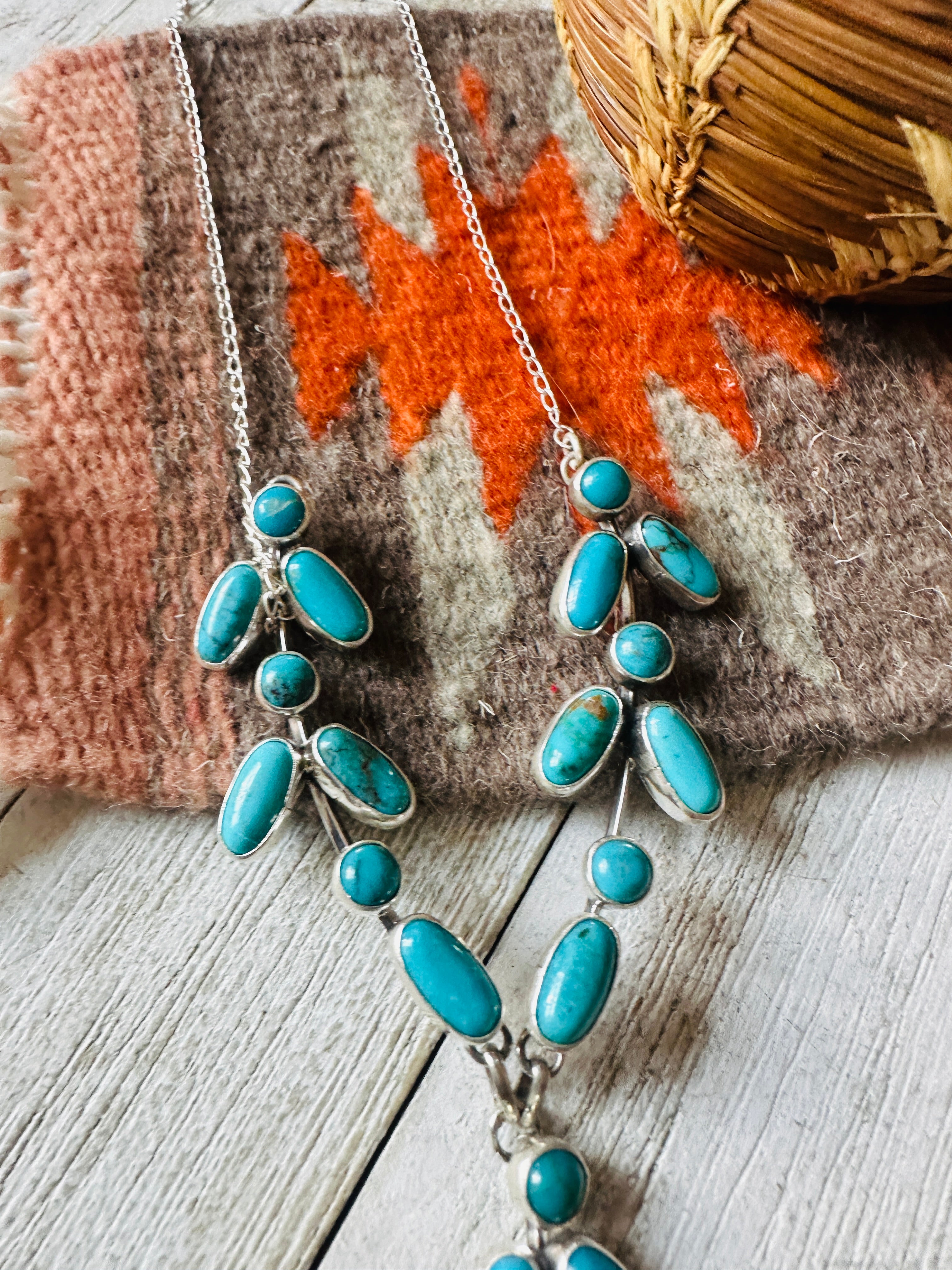 Navajo Sterling Silver & Turquoise Vine Necklace