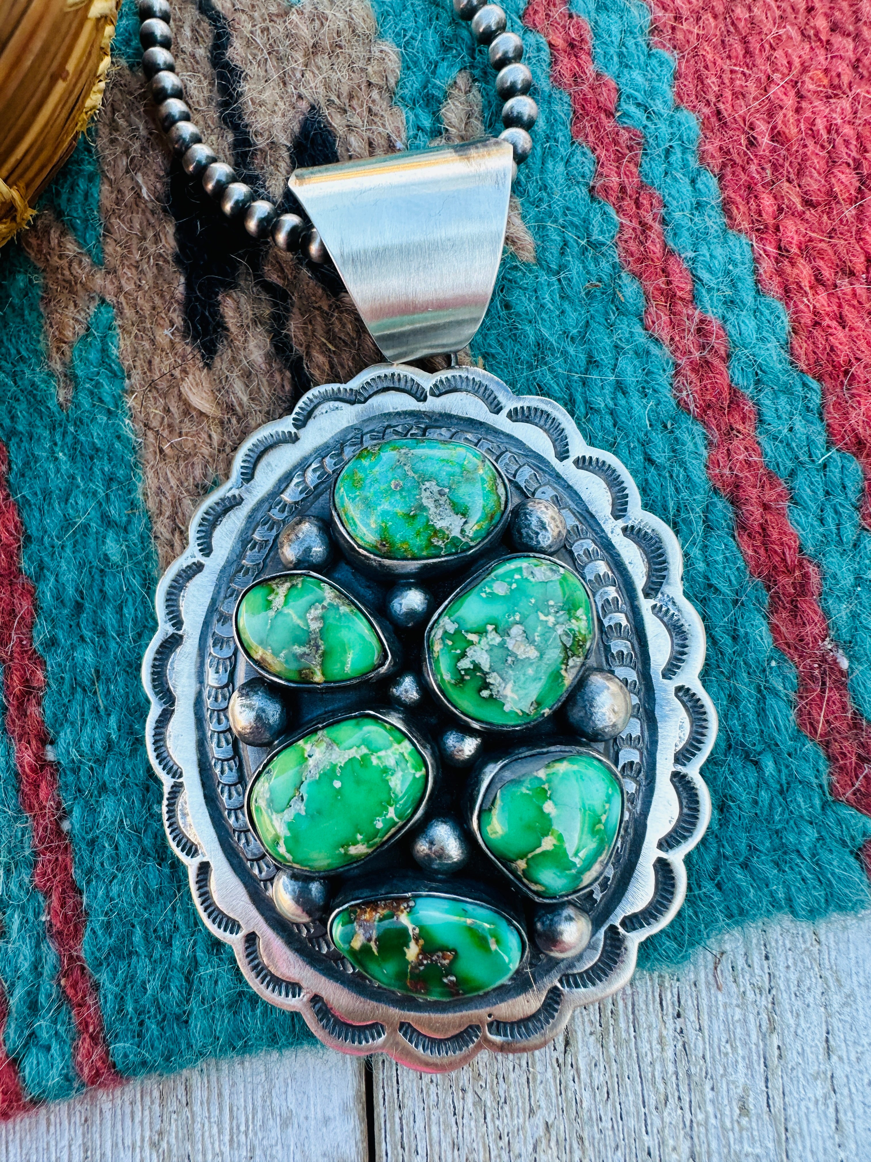 Handcrafted Sterling Silver & Sonoran Mountain Turquoise Pendant by Chimney Butte