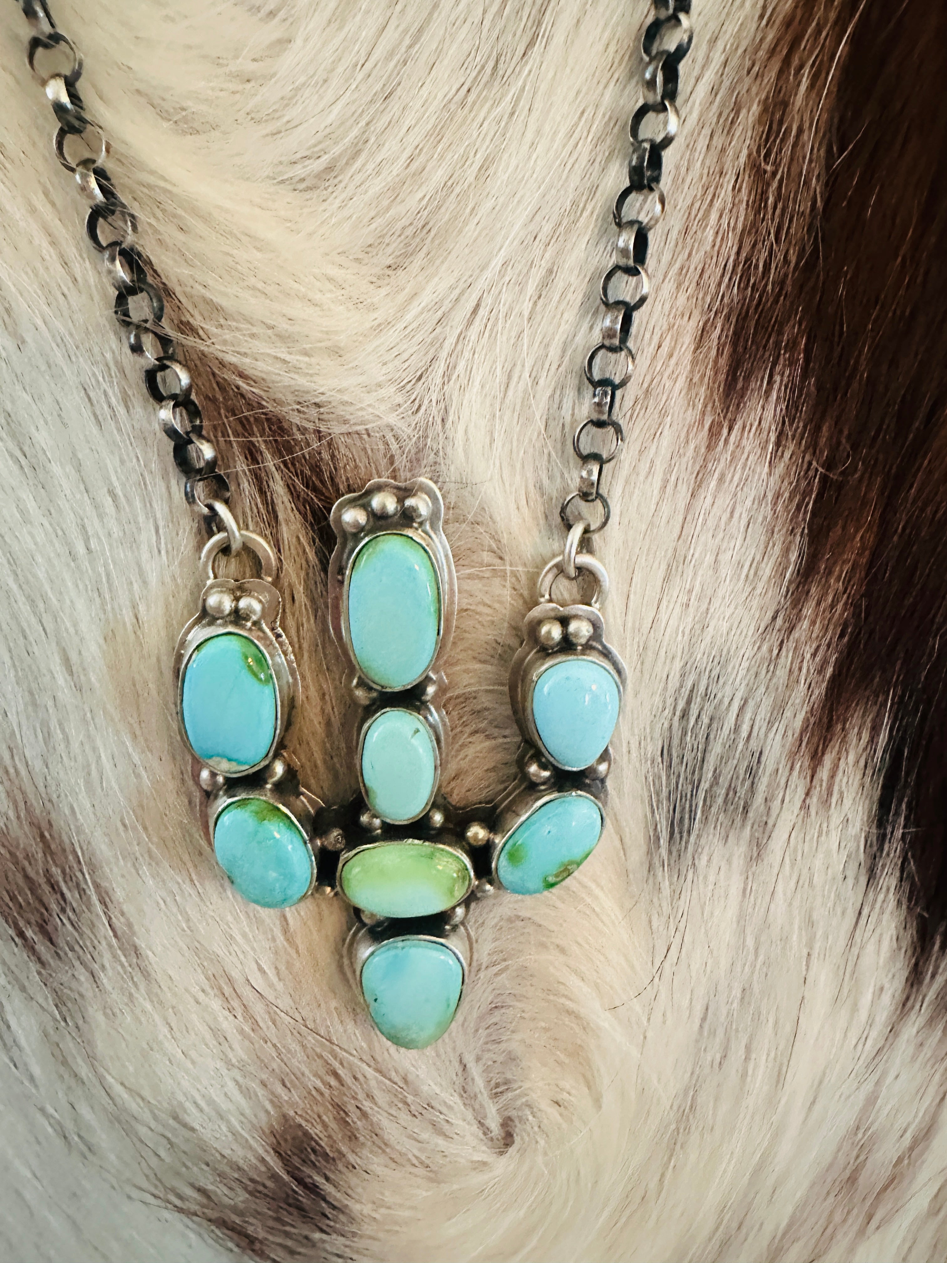 Handcrafted Sterling Silver & Turquoise Cactus Necklace by Emerson Thompson