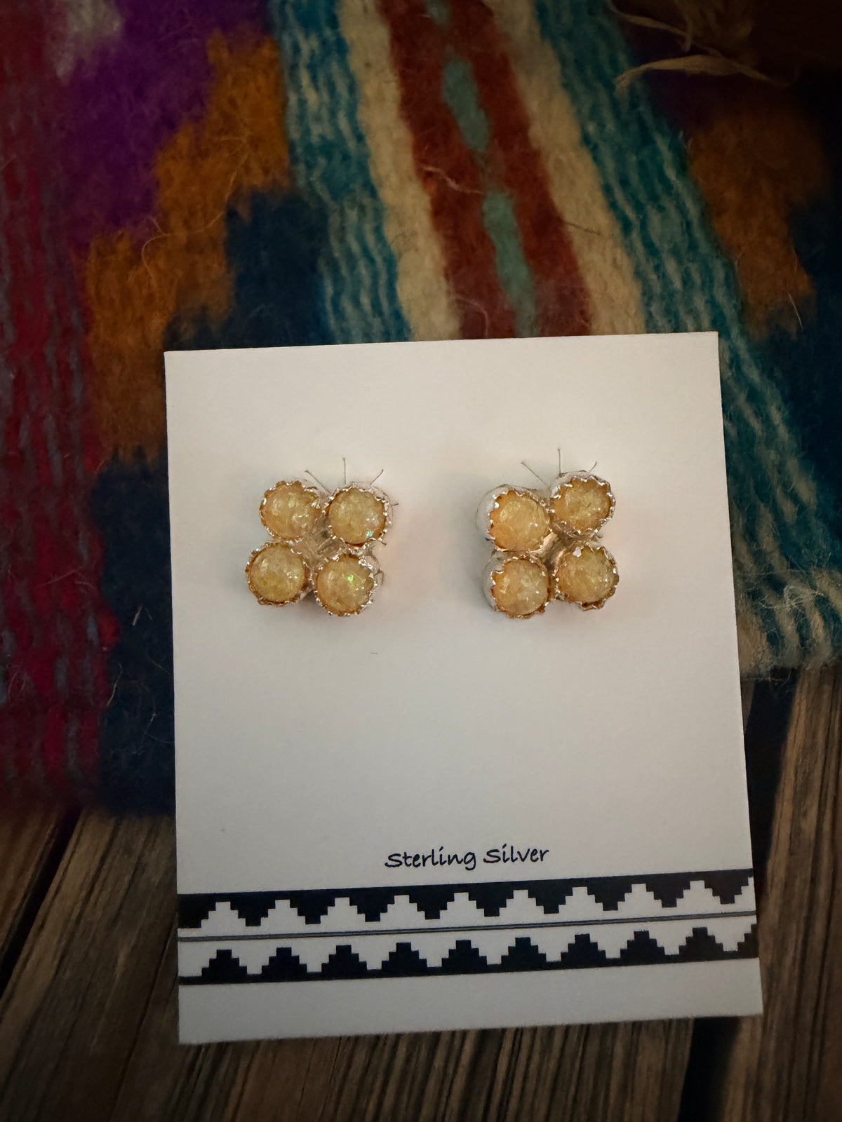 Handcrafted Sterling Silver & Opal Petit Point Stud Earrings