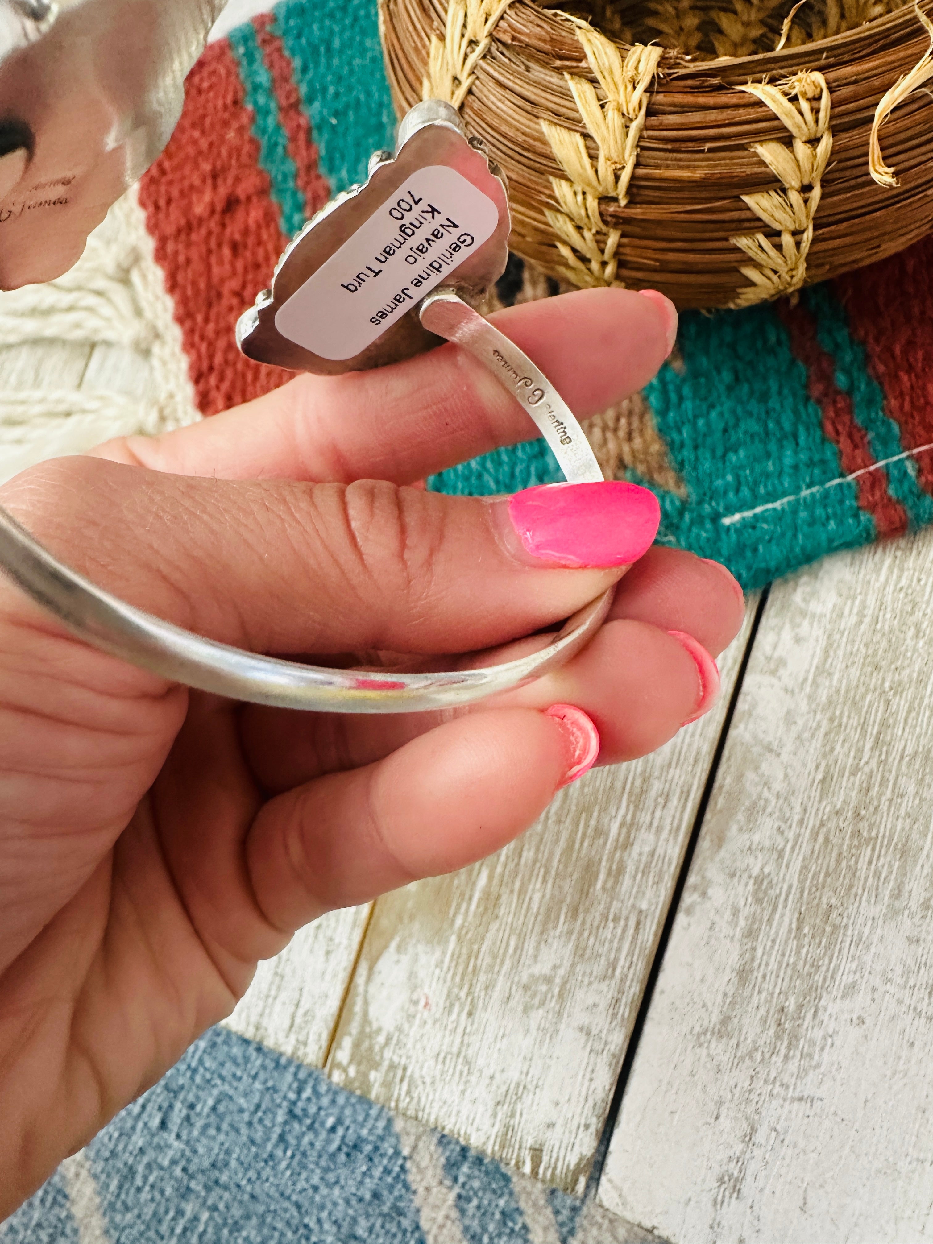 Handcrafted Turquoise & Sterling Silver Floating Cuff Bracelet /